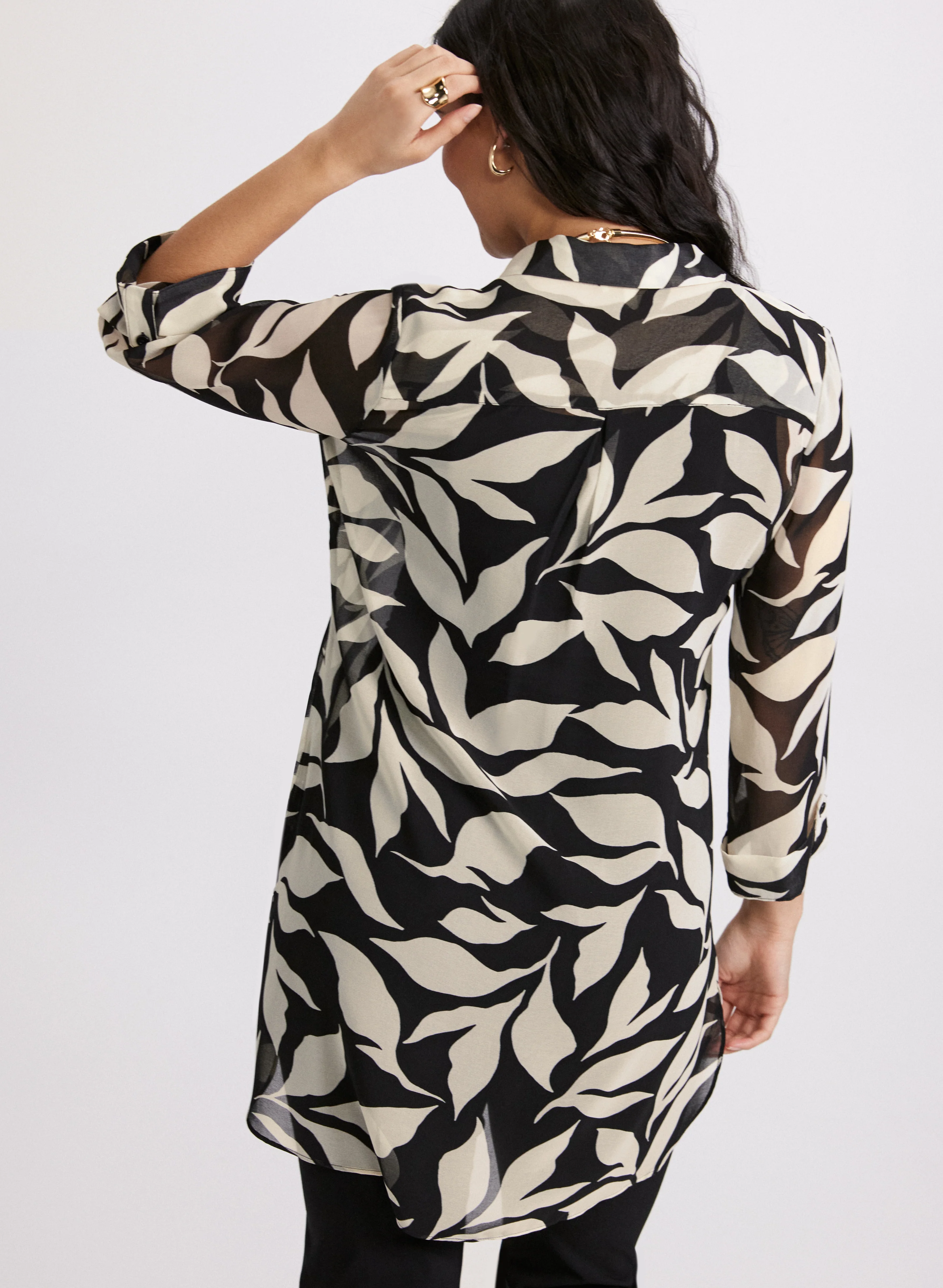 Leaf Print Tunic Blouse - Image 4