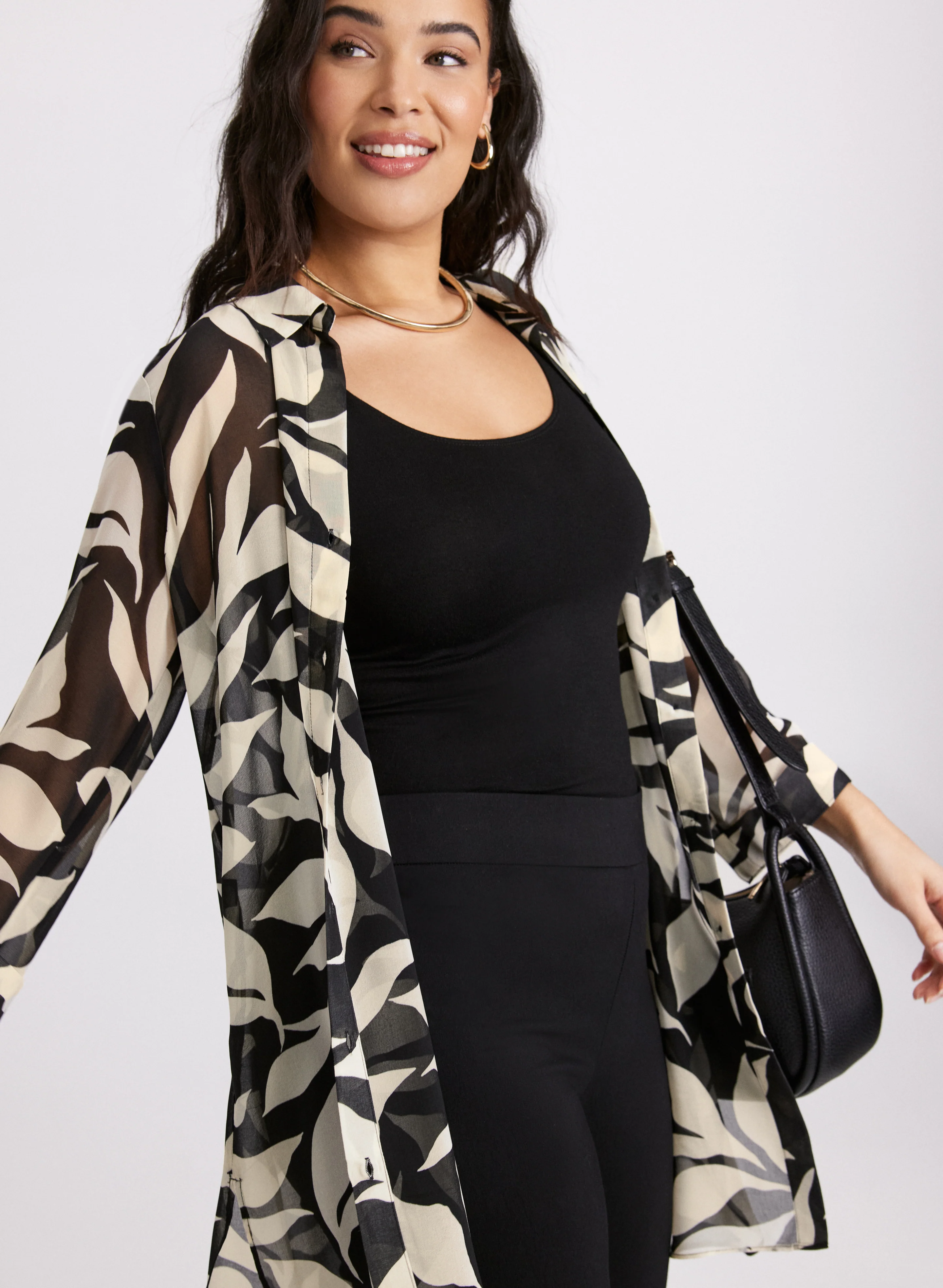 Leaf Print Tunic Blouse - Image 7