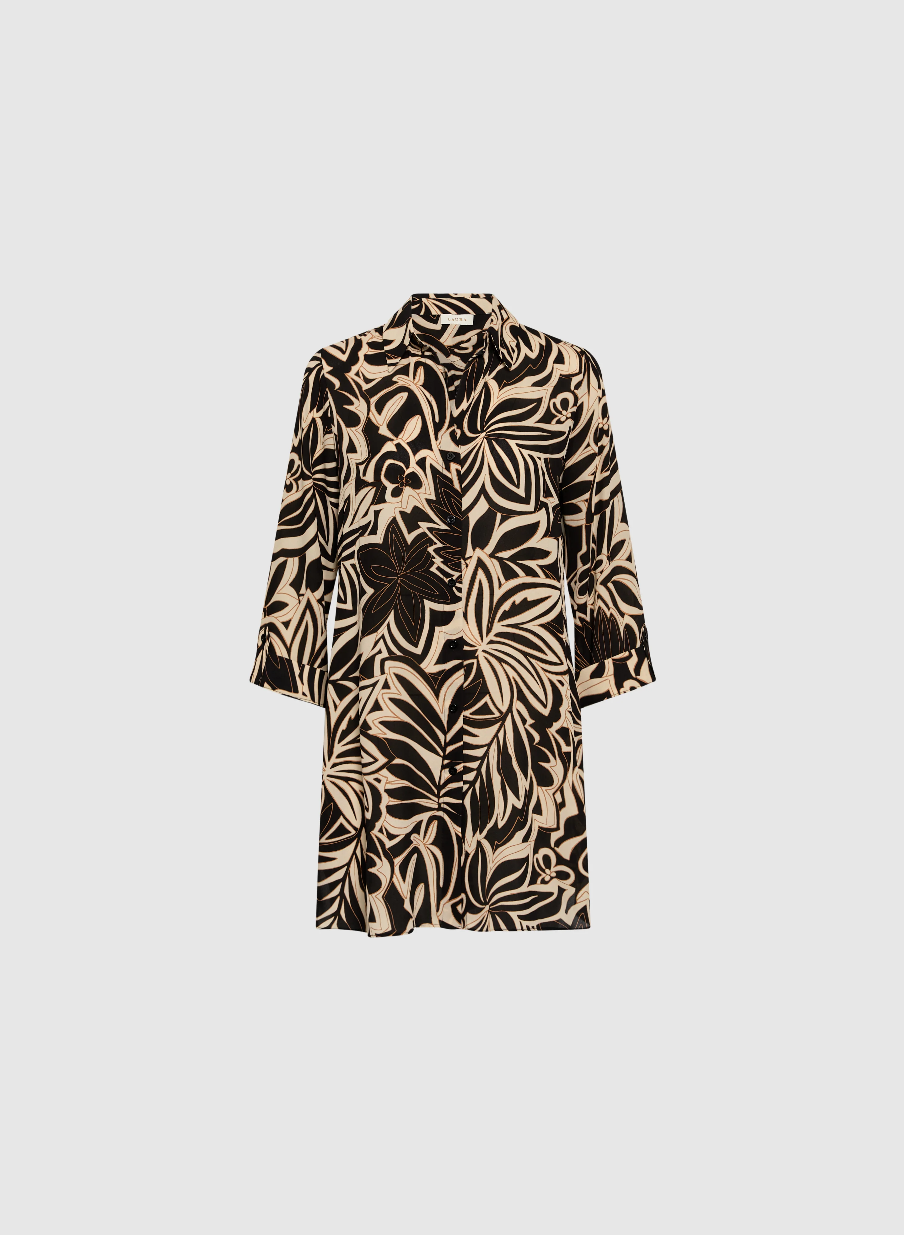 Leaf Print Button-Up Blouse - Image 6