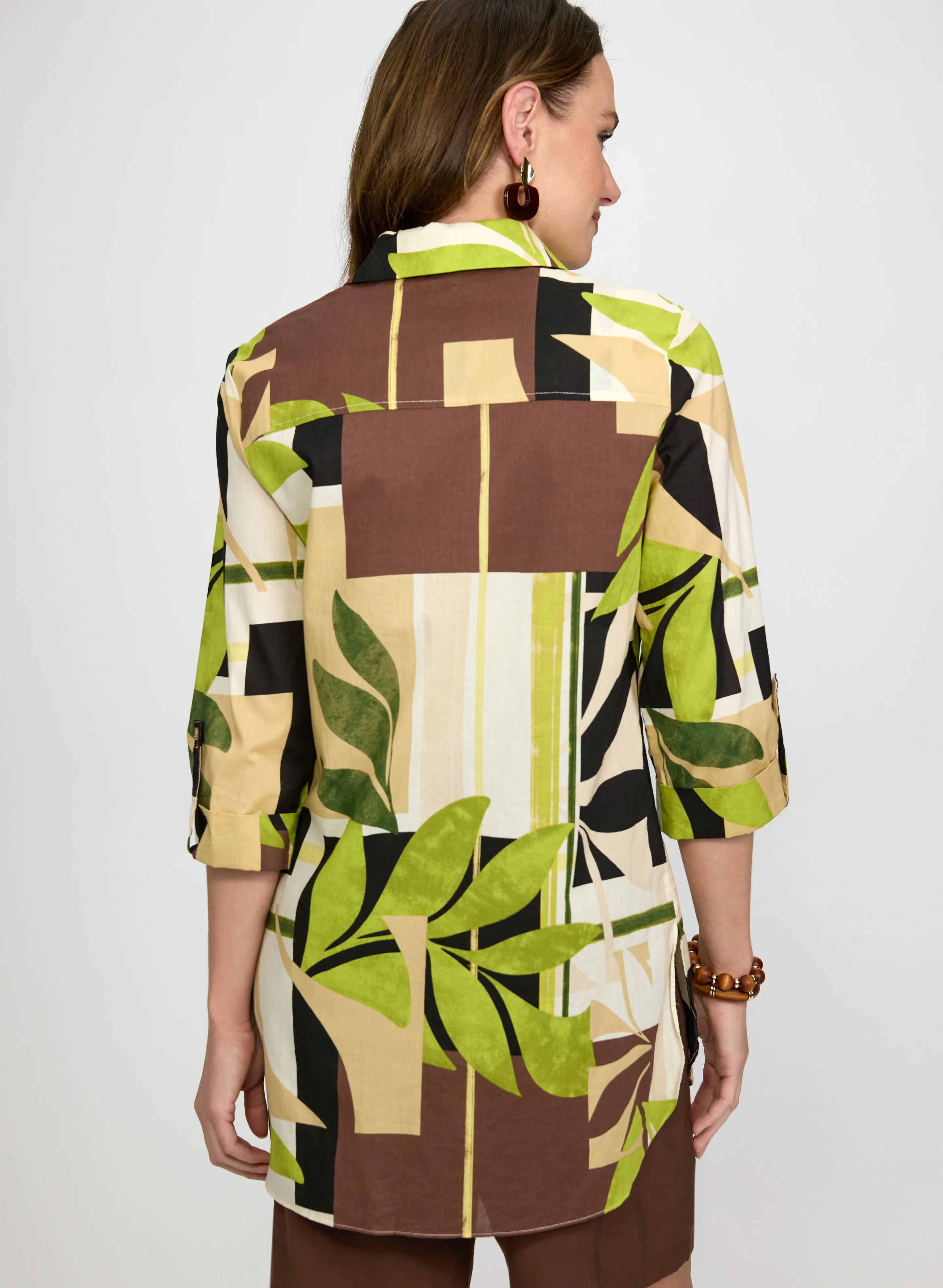 Leaf Print Cotton Blouse - Image 4