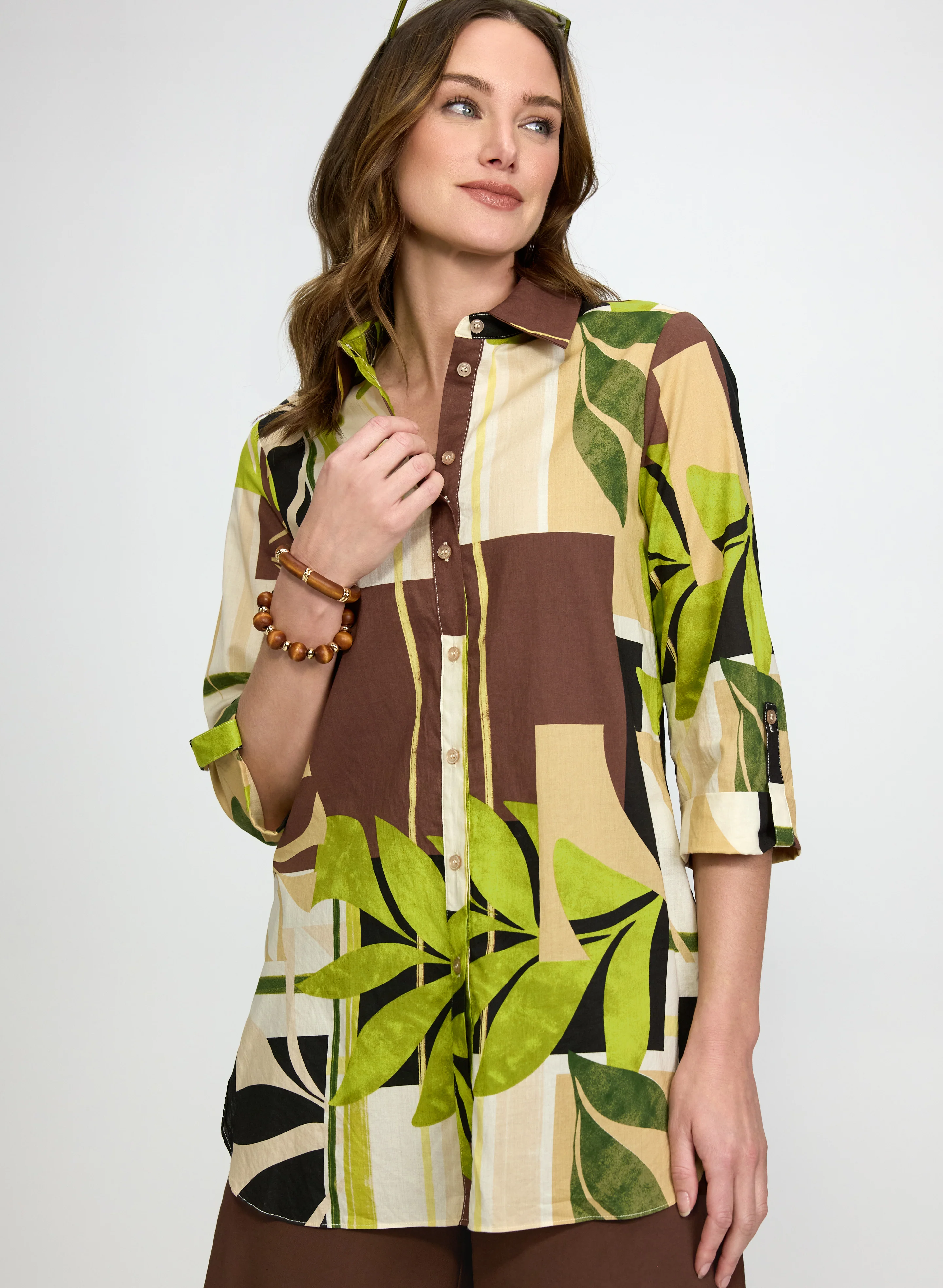 Leaf Print Cotton Blouse - Image 8