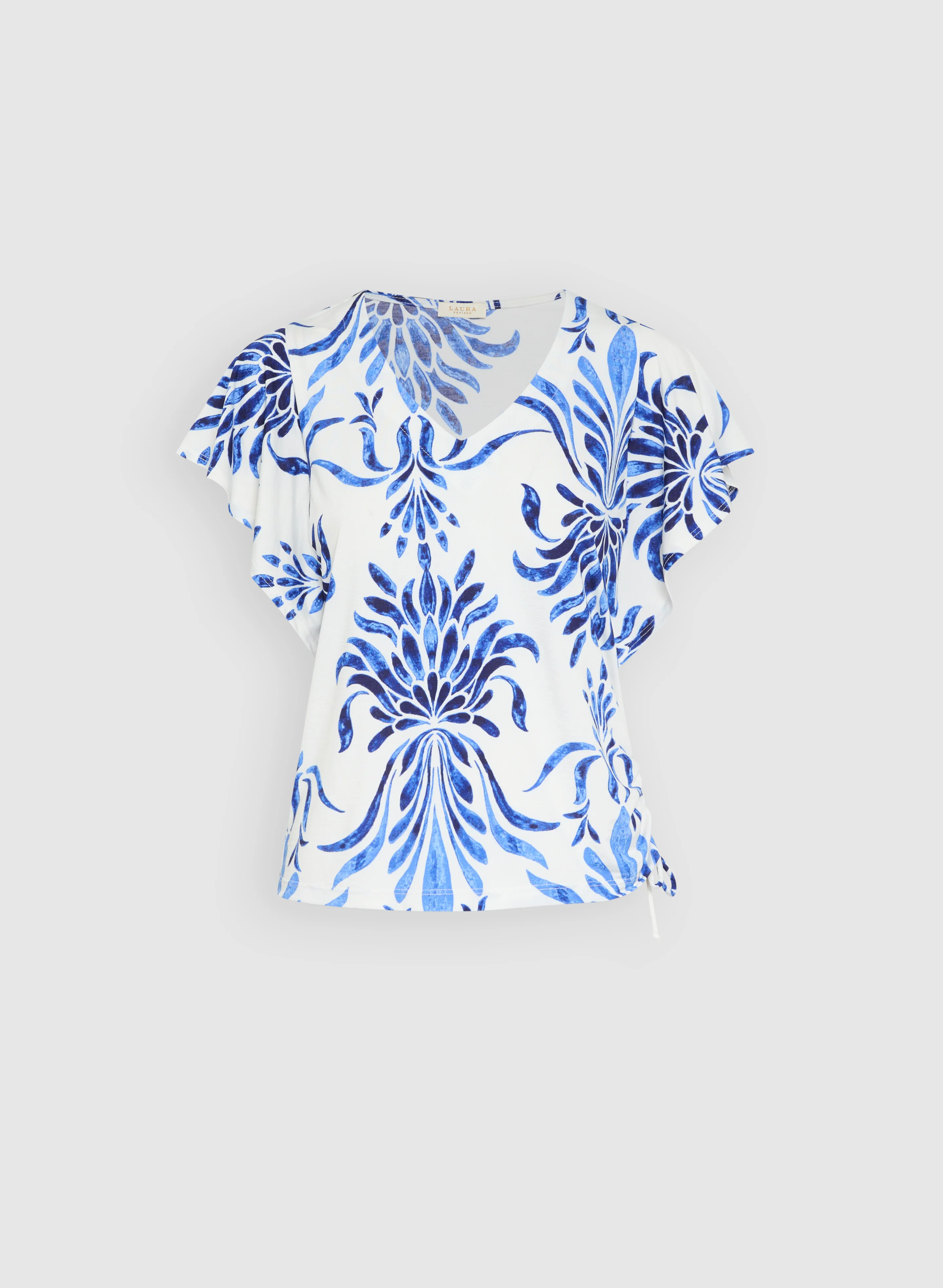 Leaf Print Flutter Sleeve Top - Image 6
