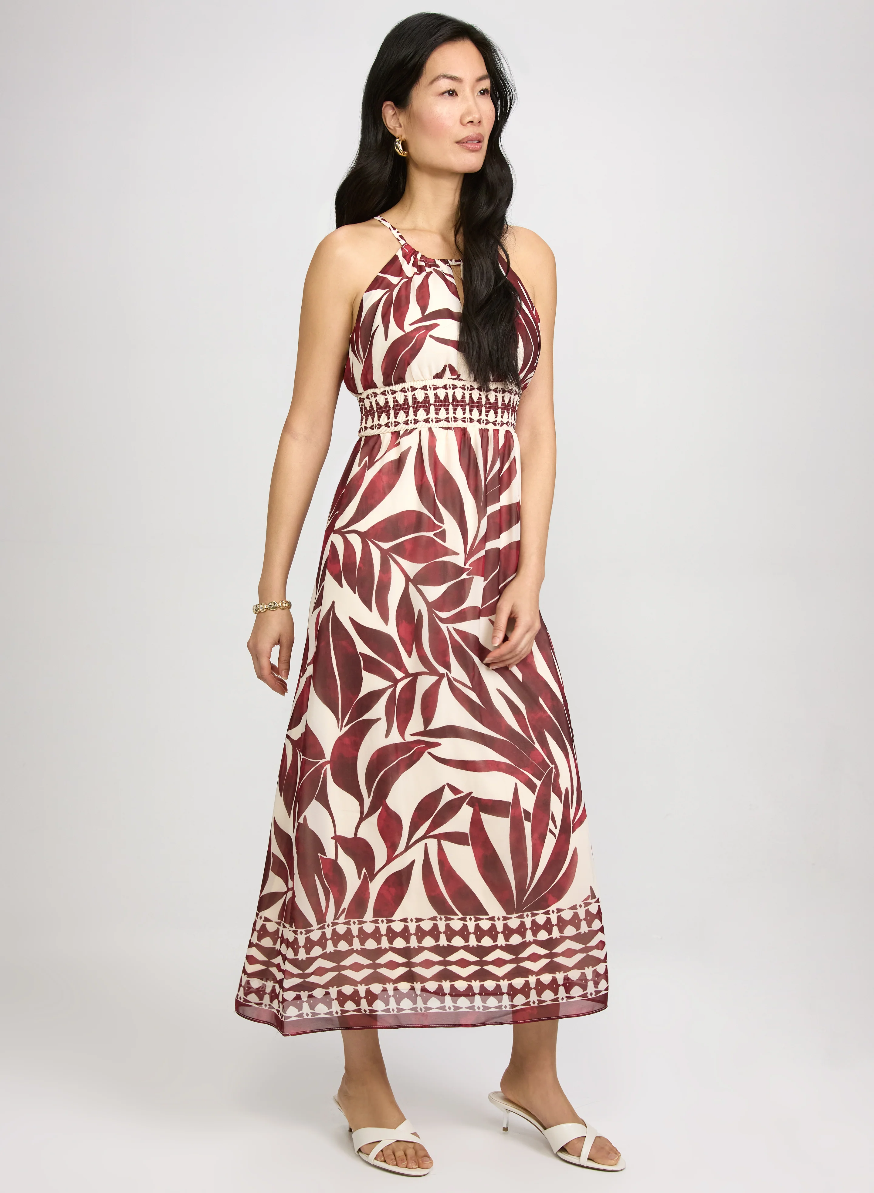 Leaf Print Halter Dress - Image 3