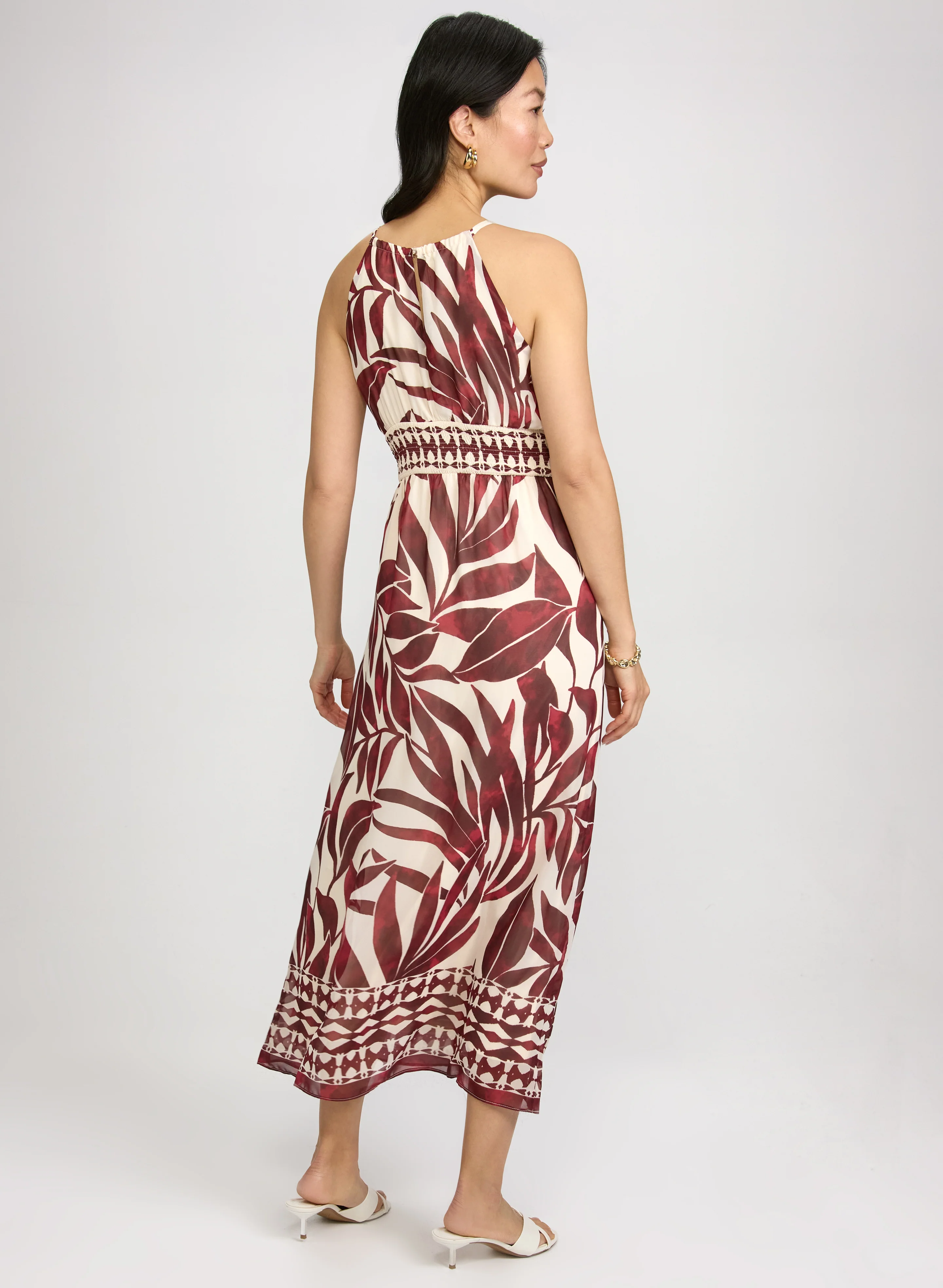 Leaf Print Halter Dress - Image 4