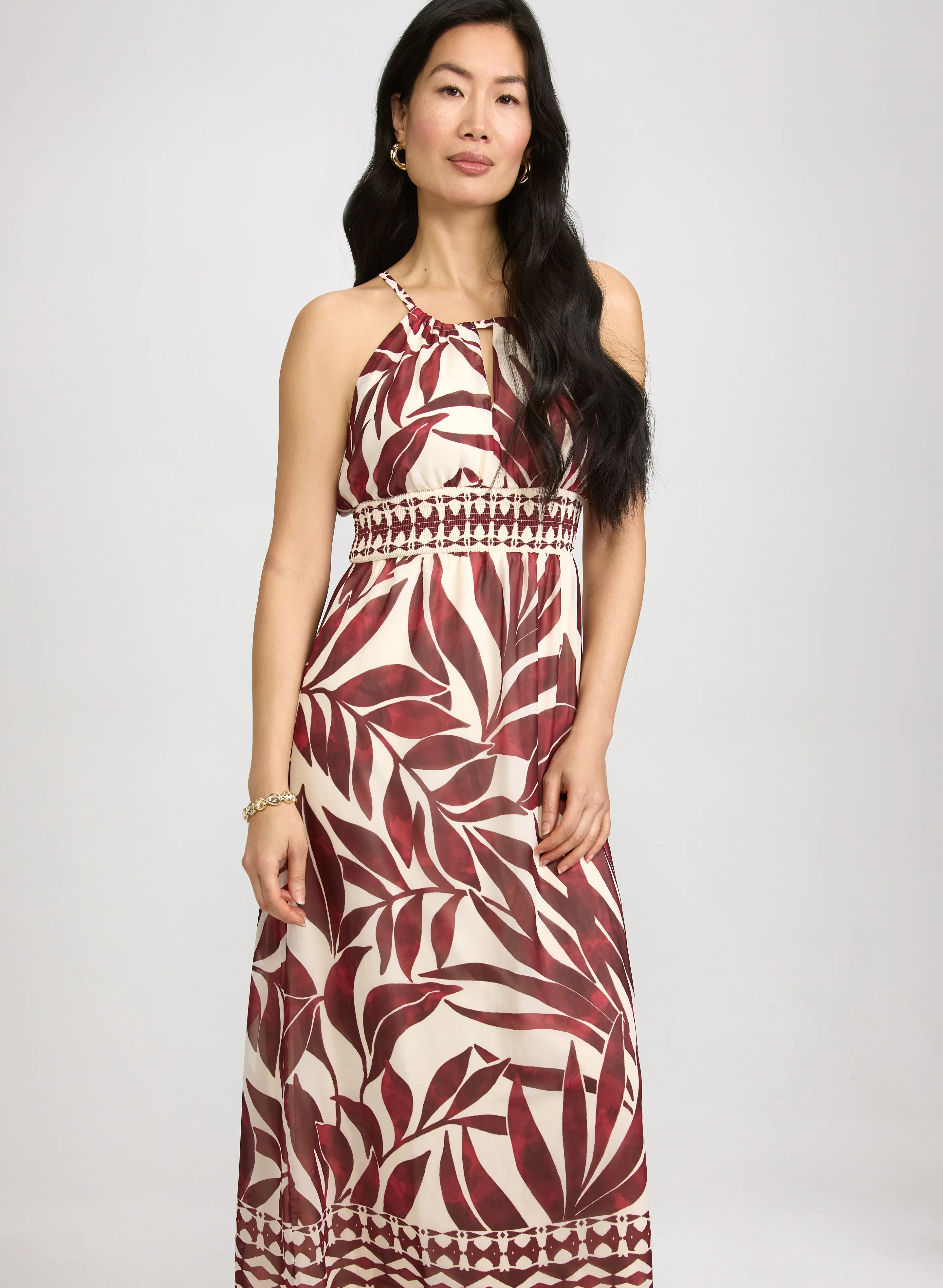 Leaf Print Halter Dress - Image 5