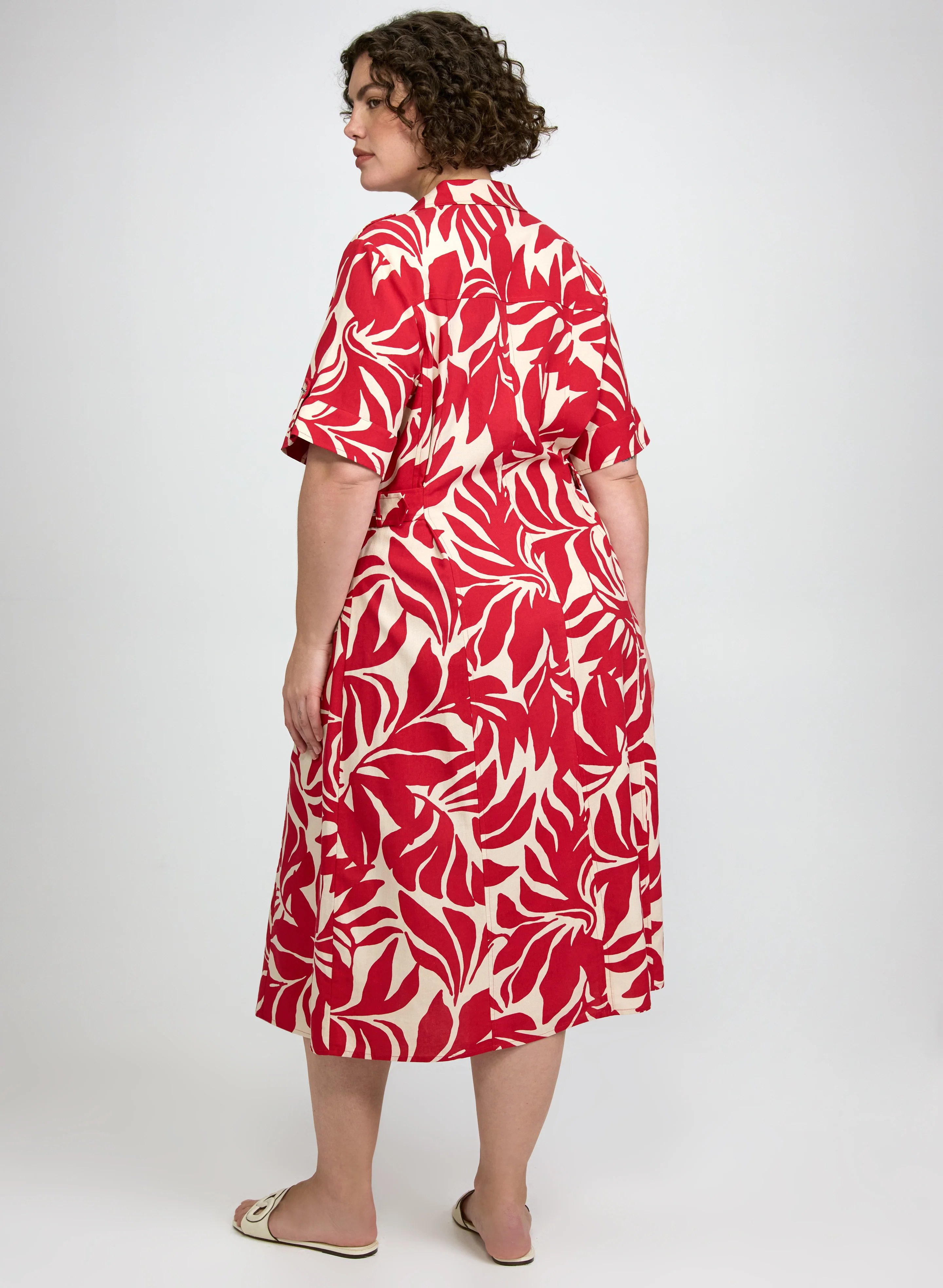 Leaf Print Linen-Blend Dress - Image 3