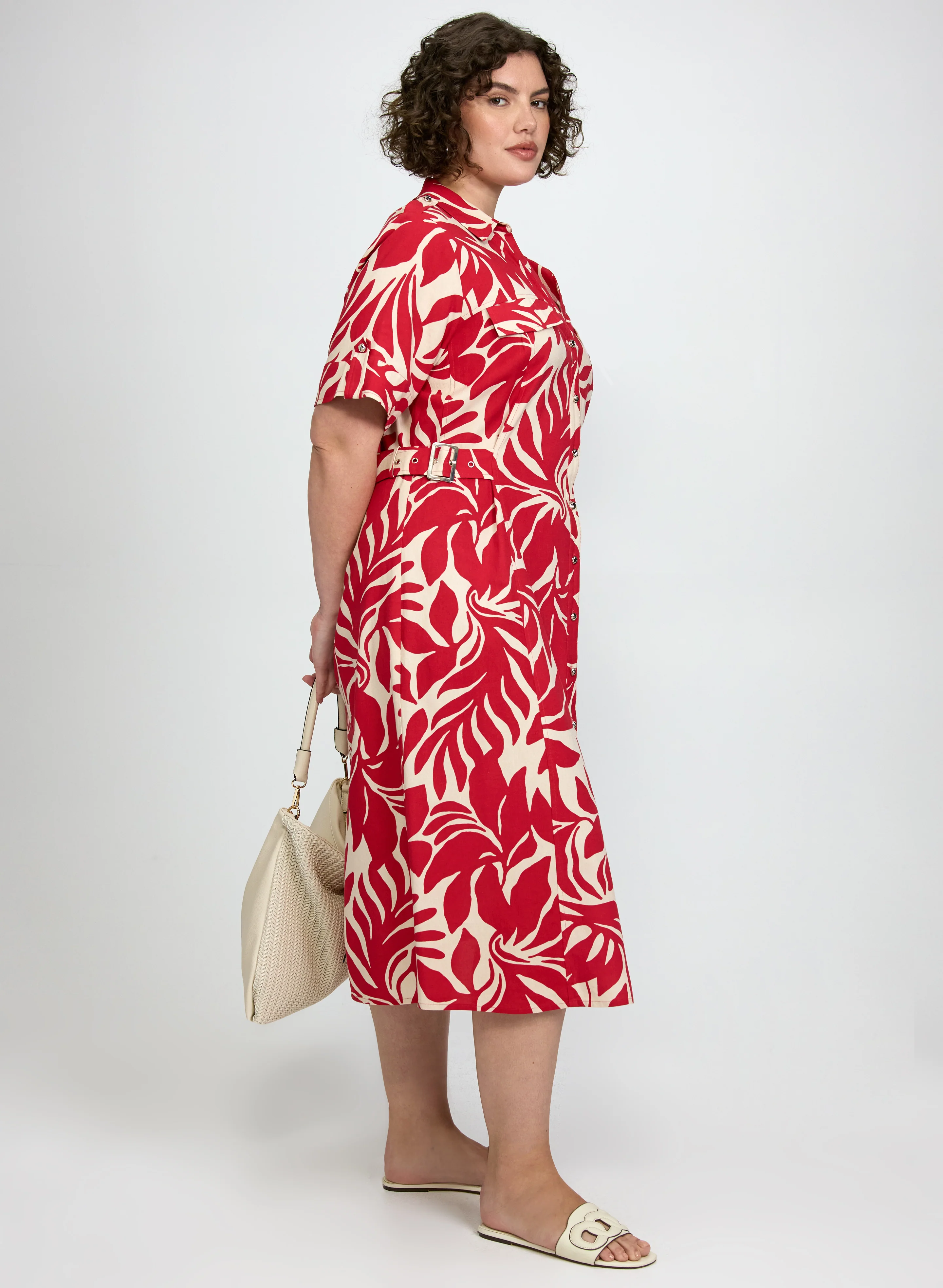 Leaf Print Linen-Blend Dress - Image 5