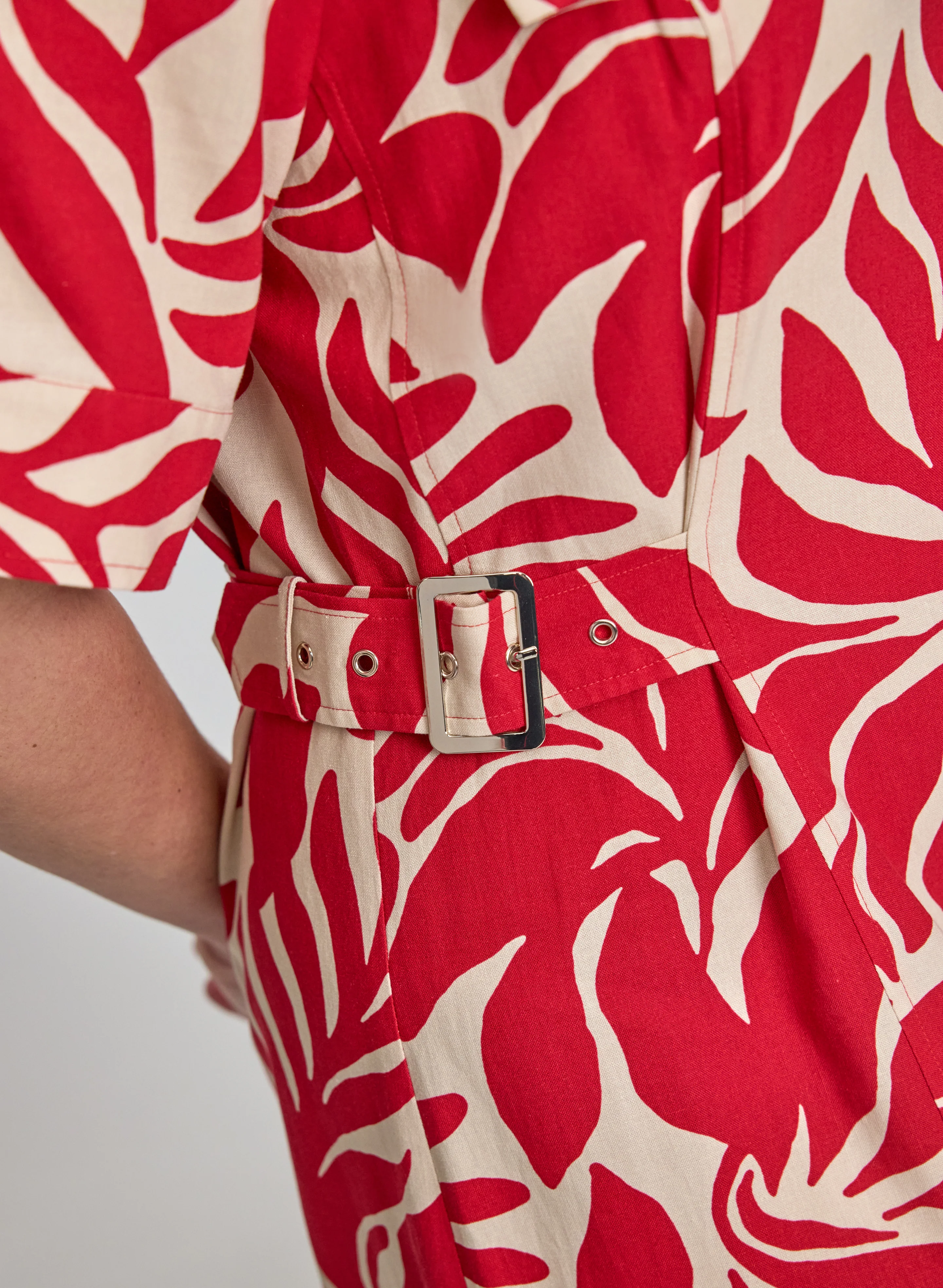 Leaf Print Linen-Blend Dress - Image 6