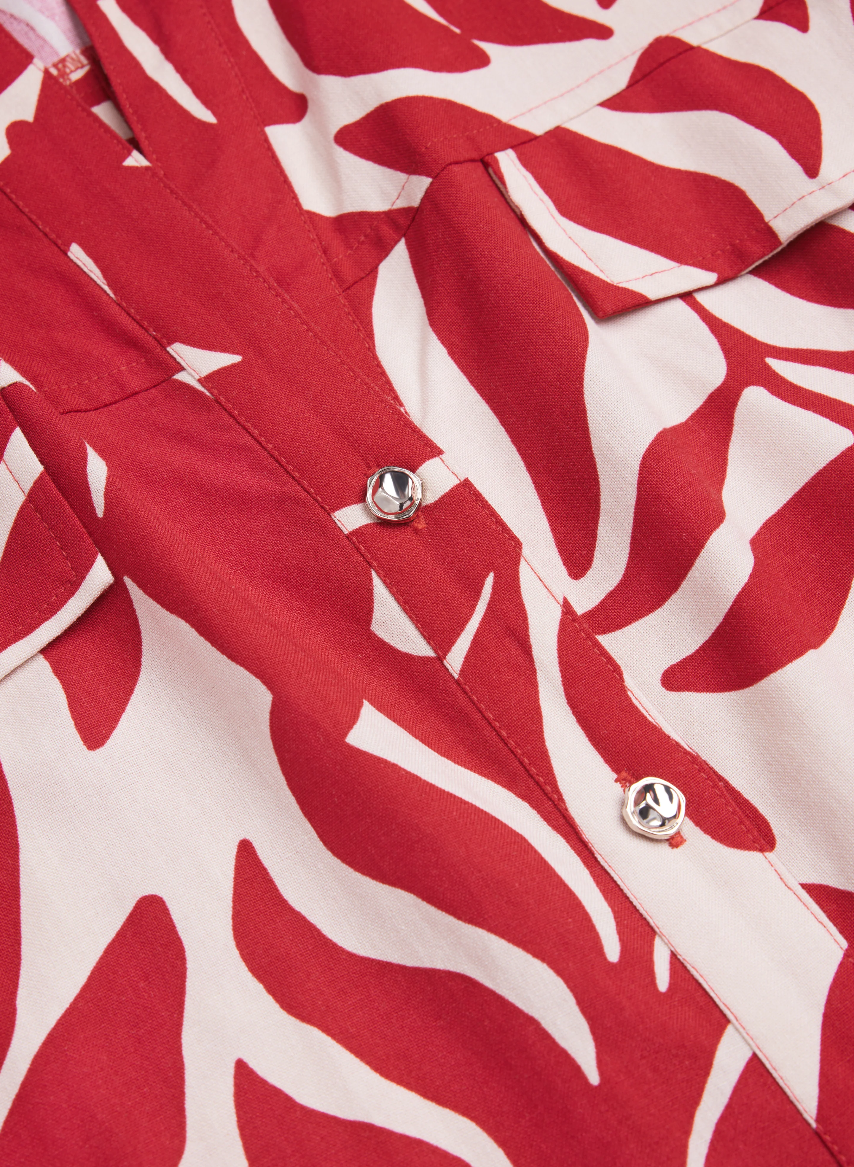 Leaf Print Linen-Blend Dress - Image 8