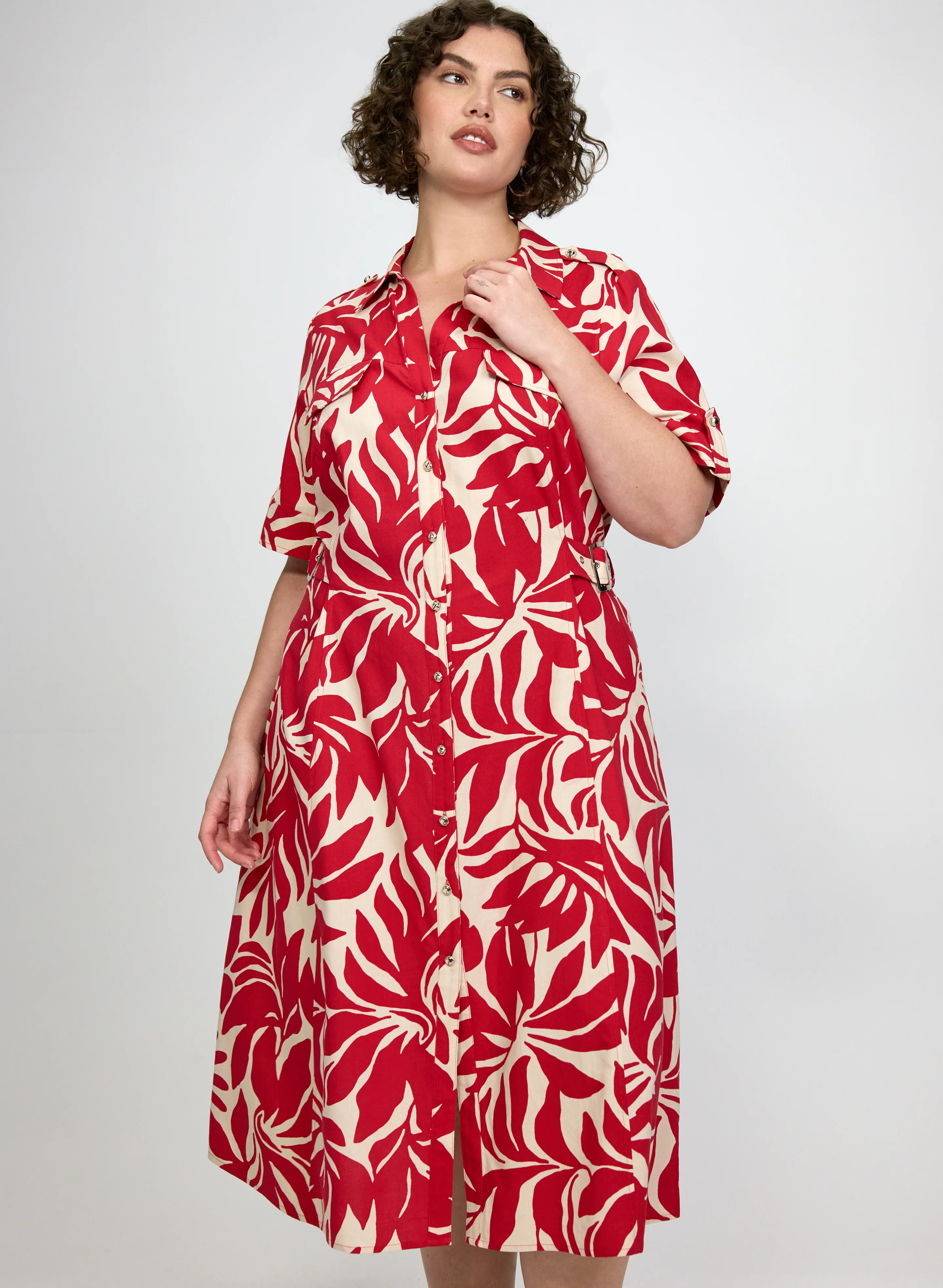 Leaf Print Linen-Blend Dress - Image 9