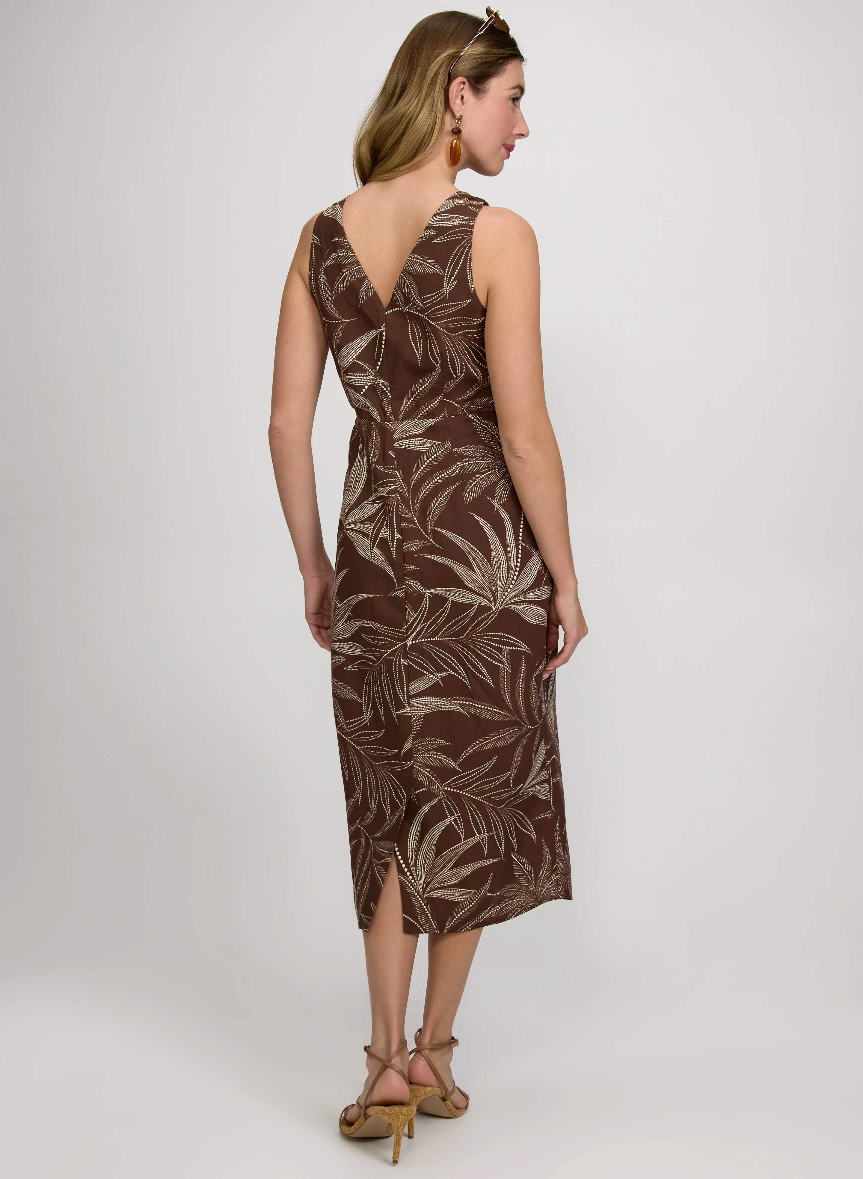 Leaf Print Midi Dress - Image 4