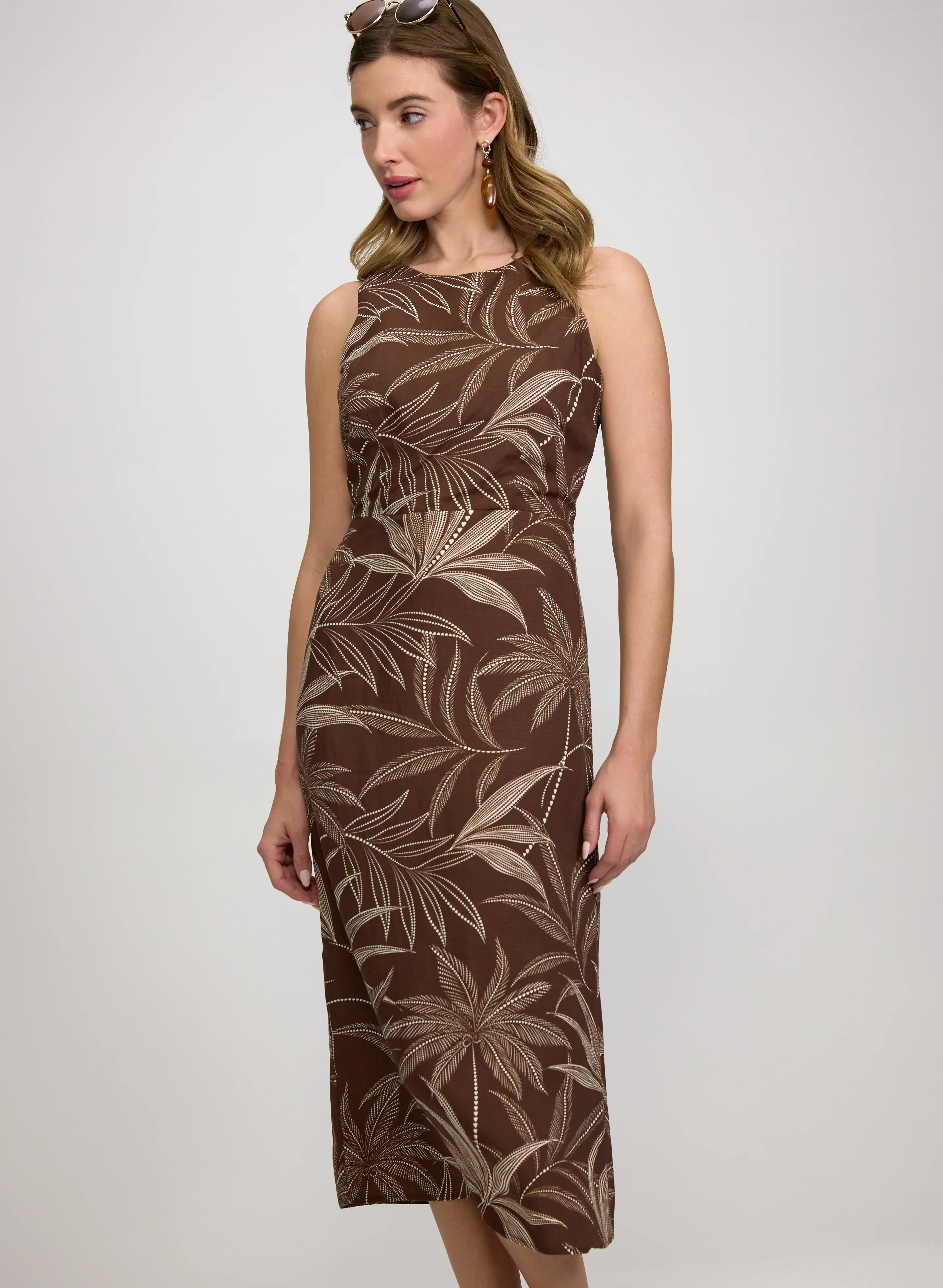 Leaf Print Midi Dress - Image 5