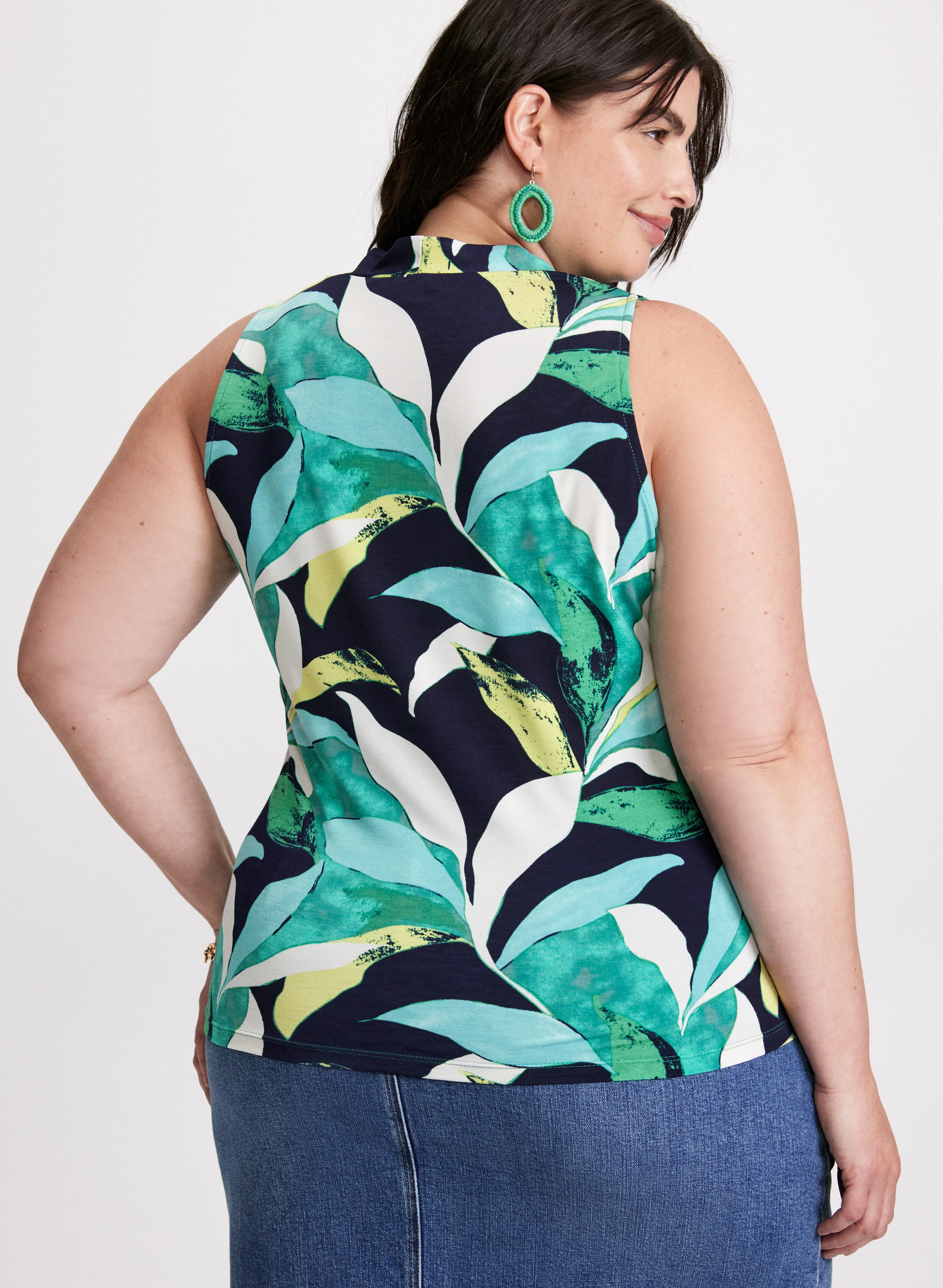 Leaf Print Sleeveless Top - Image 4