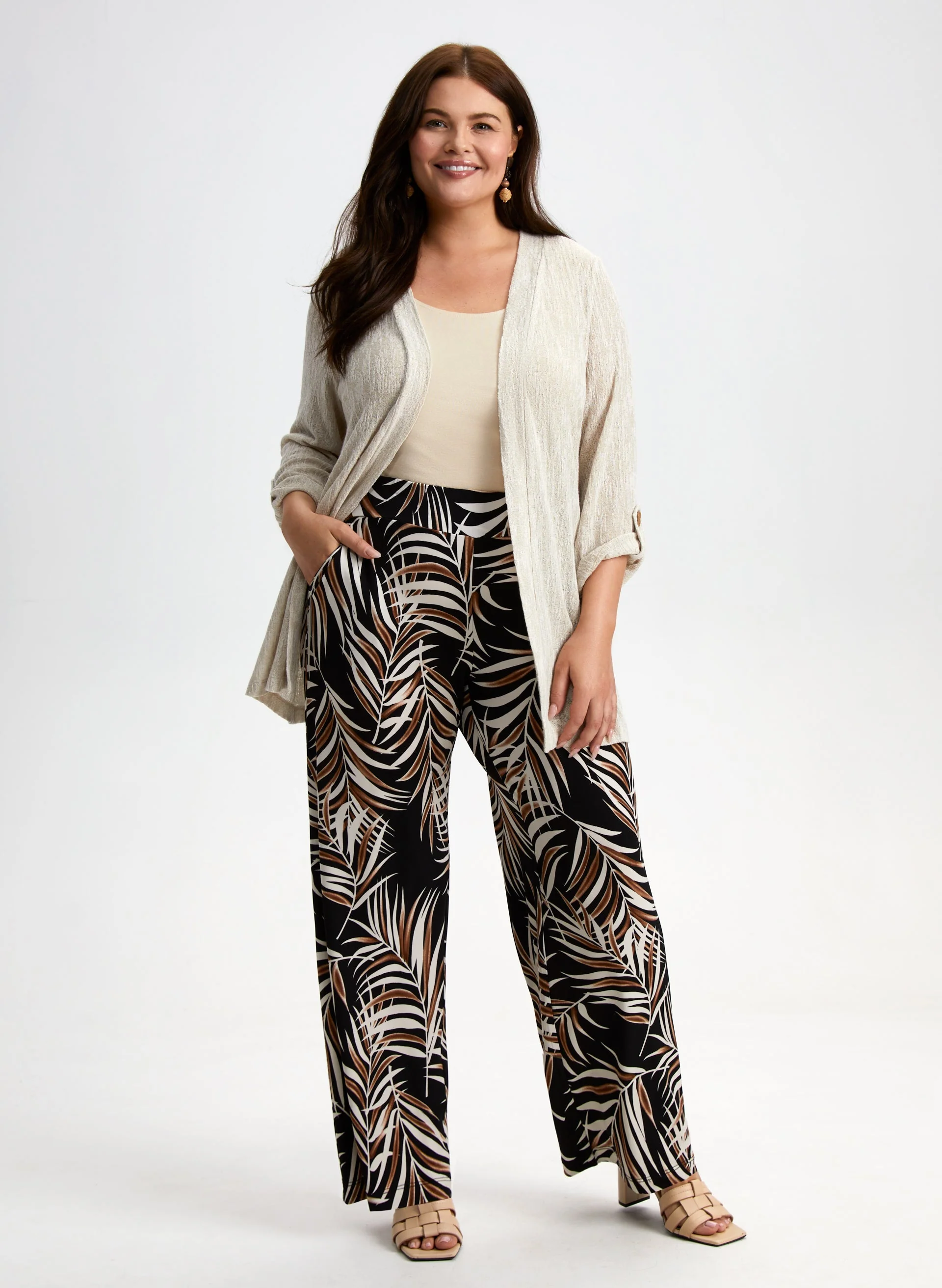 Leaf Print Wide Leg Pants - Image 3