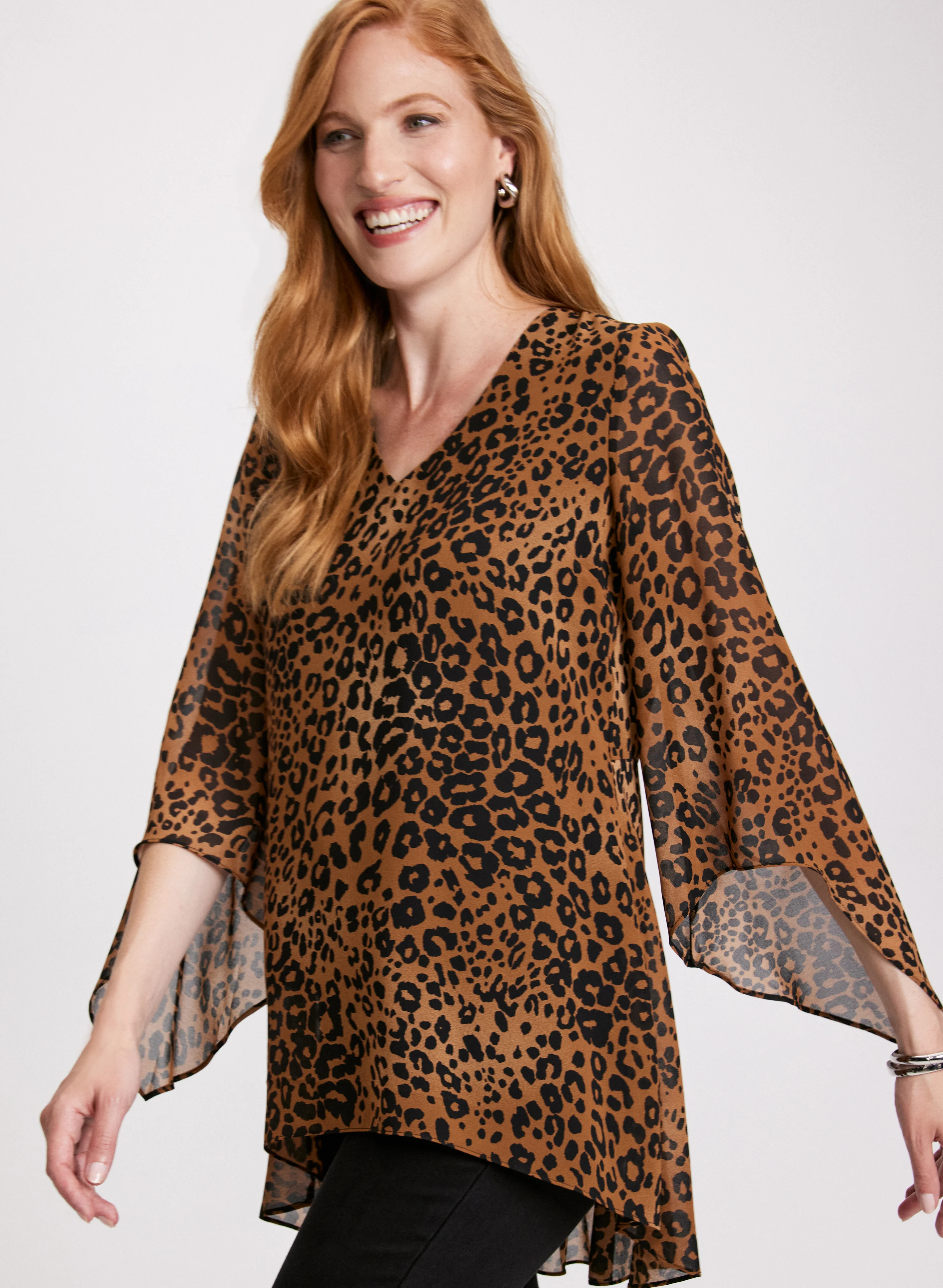 Leopard Print V-Neck Blouse - Image 2
