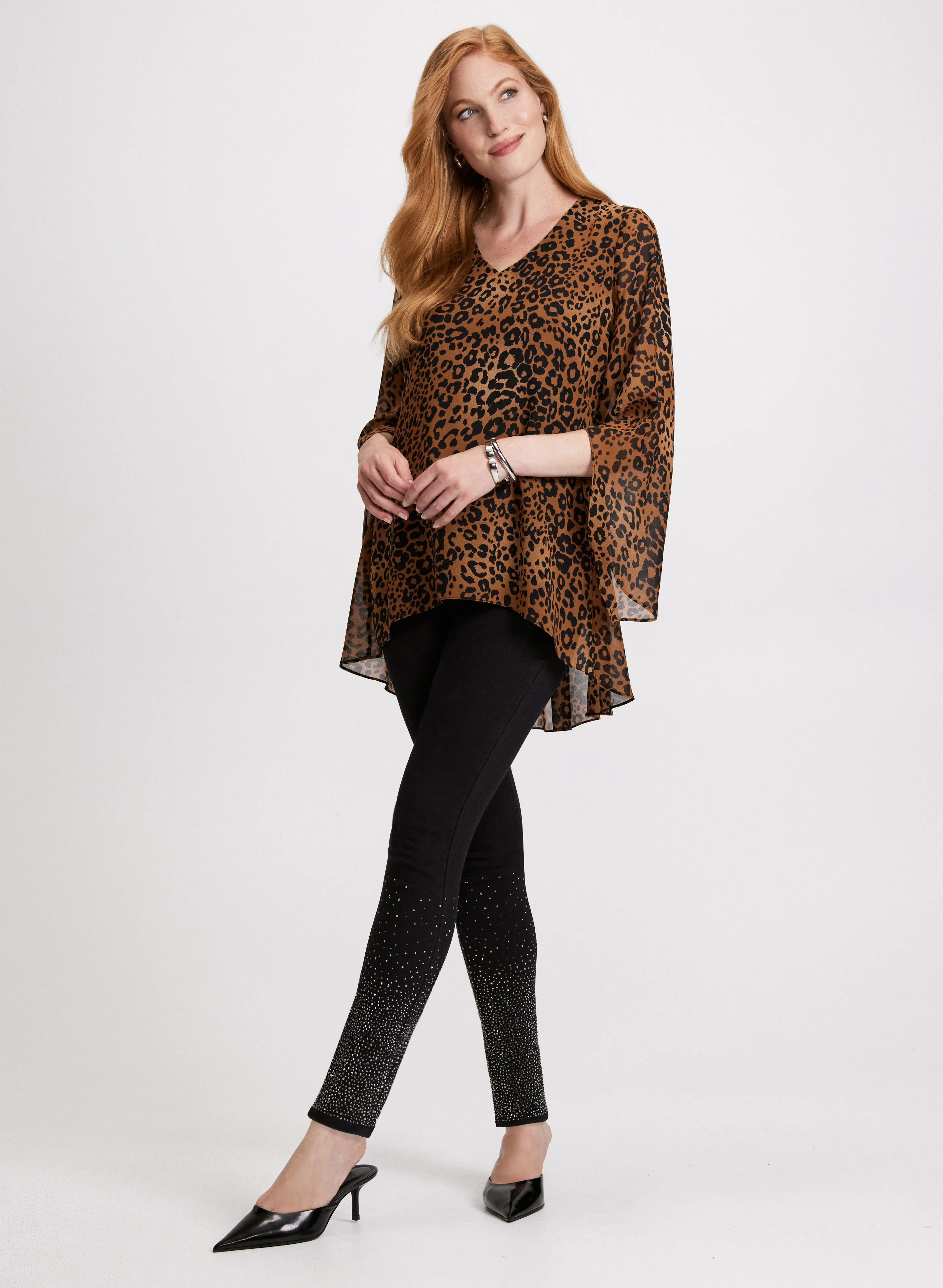 Leopard Print V-Neck Blouse - Image 3