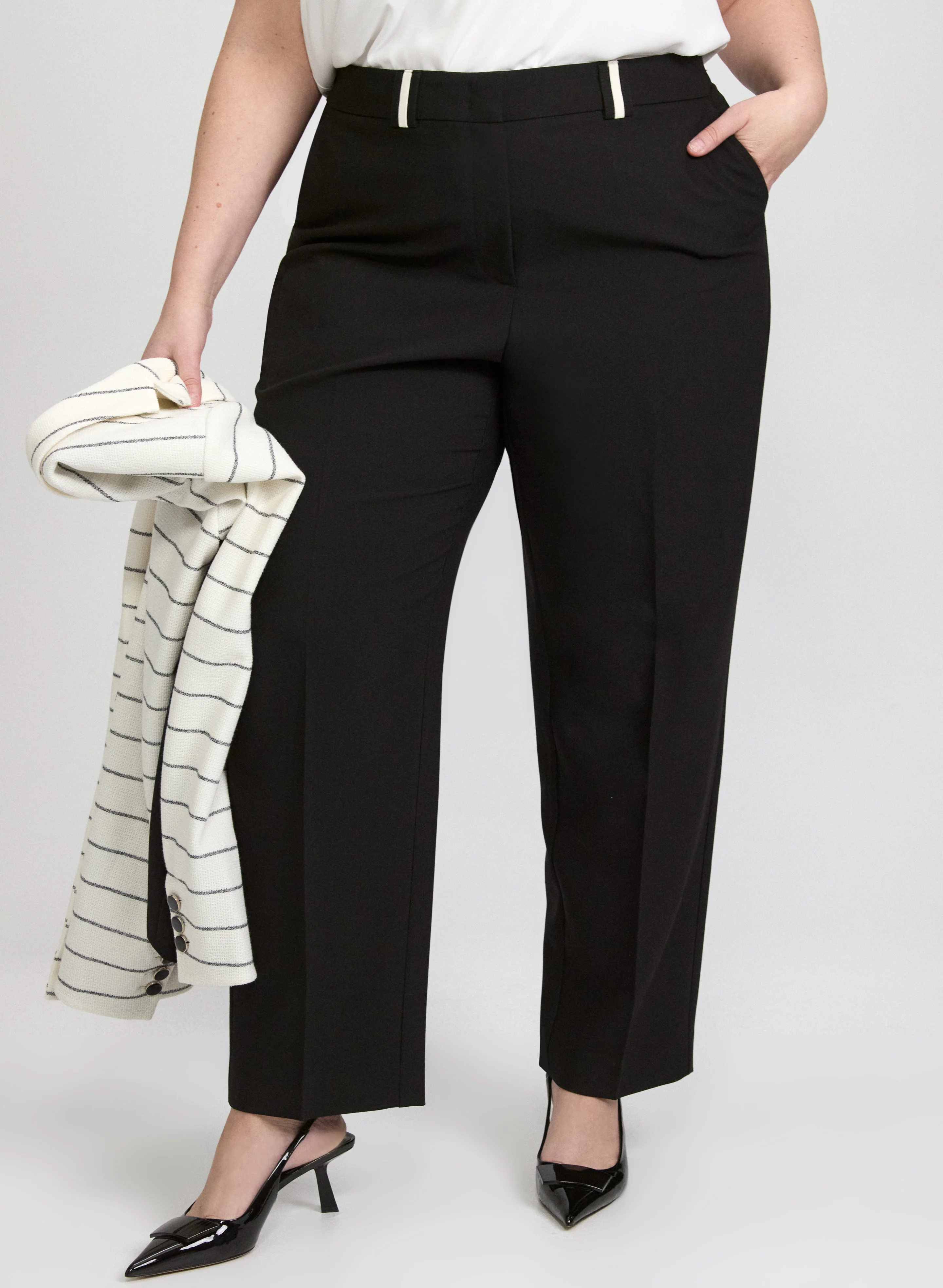 Lily Contrast Detail Slim-Leg Pants