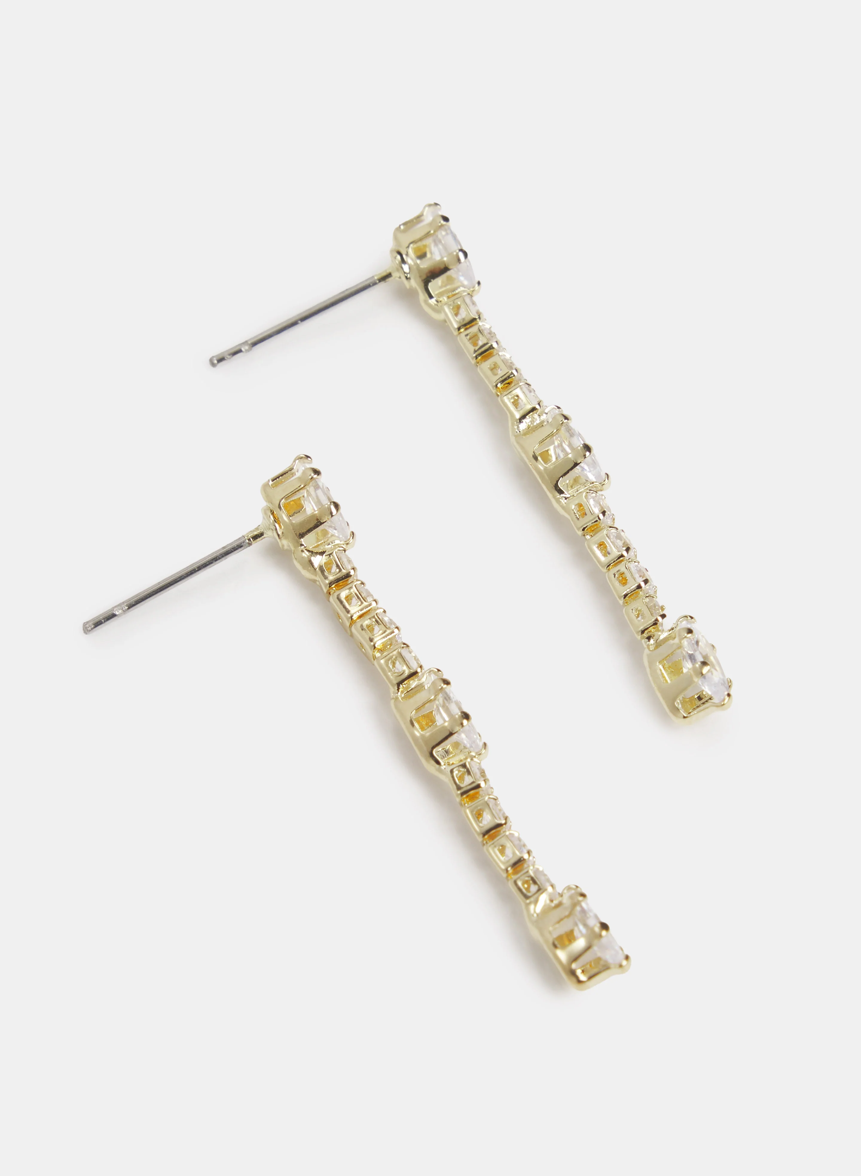 Linear Crystal Drop Earrings - Image 2