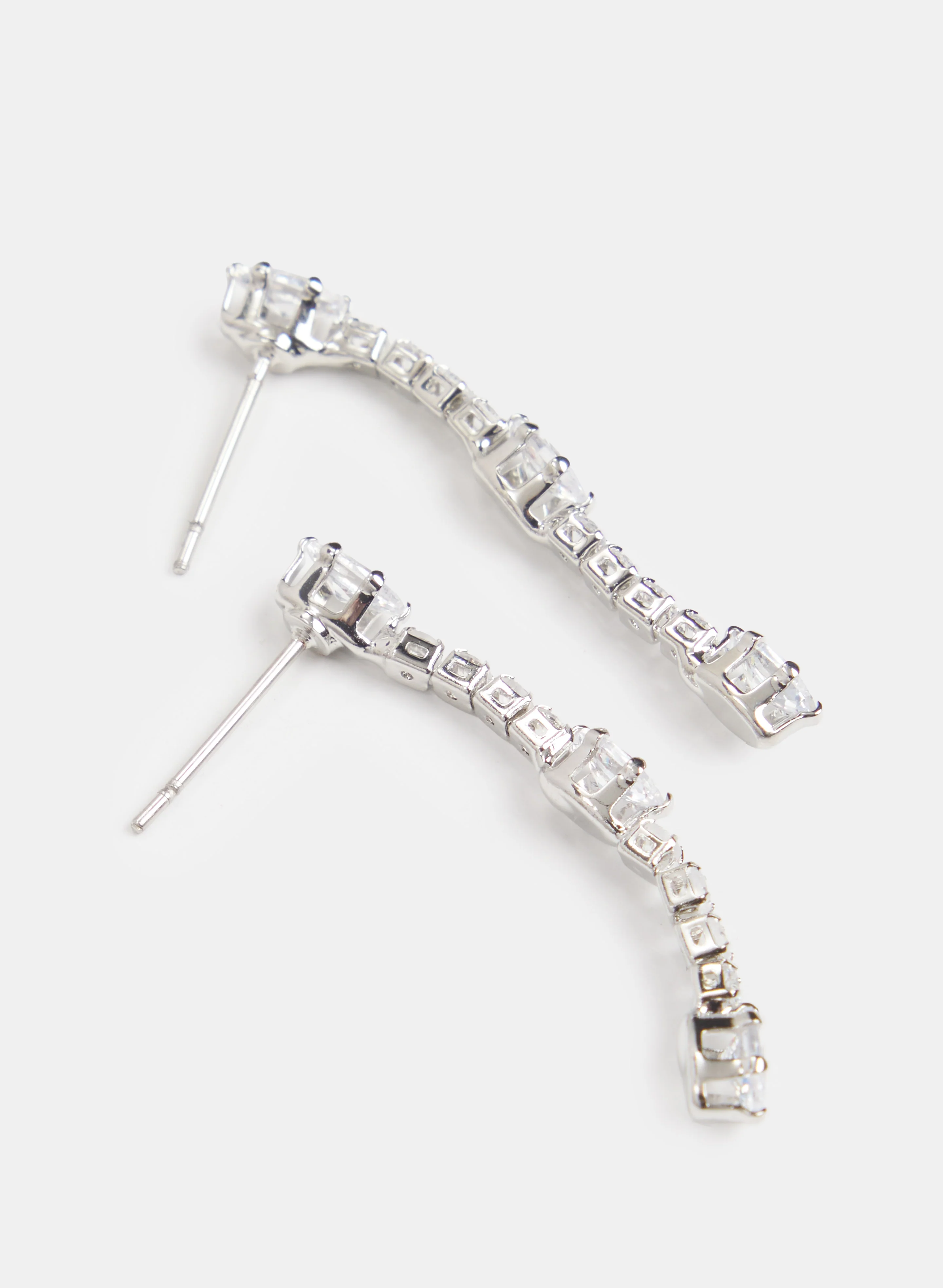 Linear Crystal Drop Earrings - Image 2