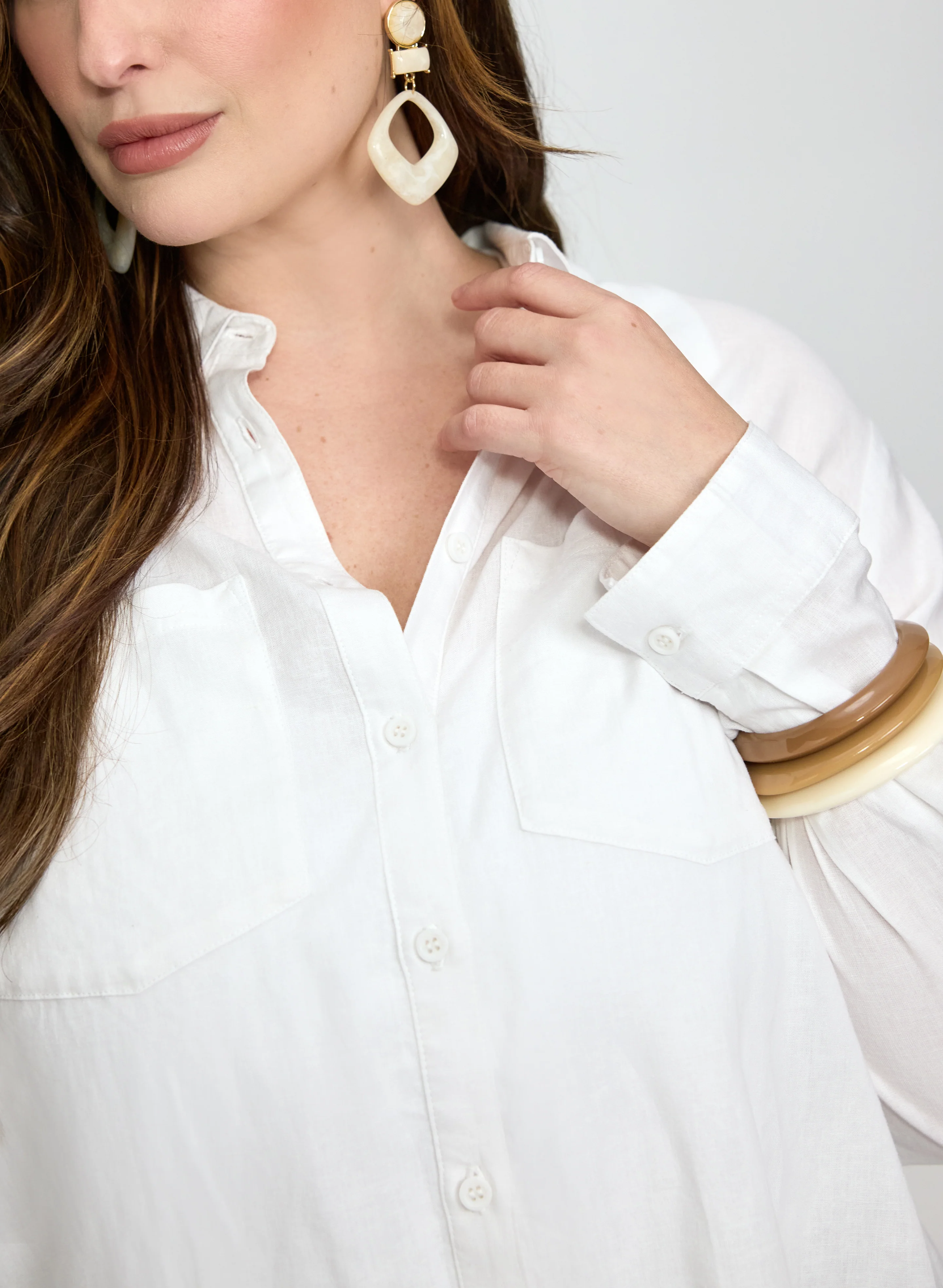 Linen-Blend Button-Down Blouse - Image 5