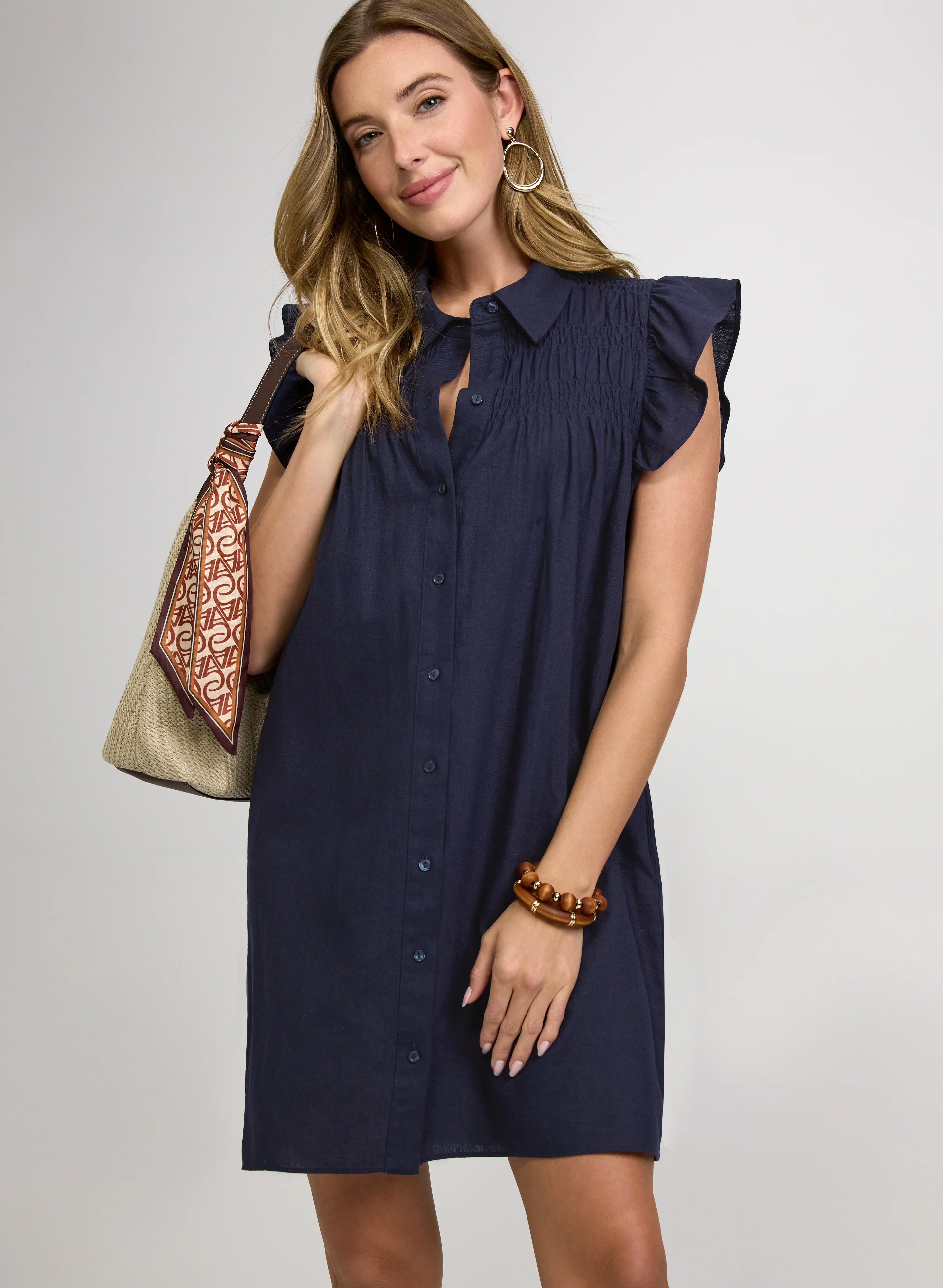 Linen-Blend Button-Down Dress - Image 4