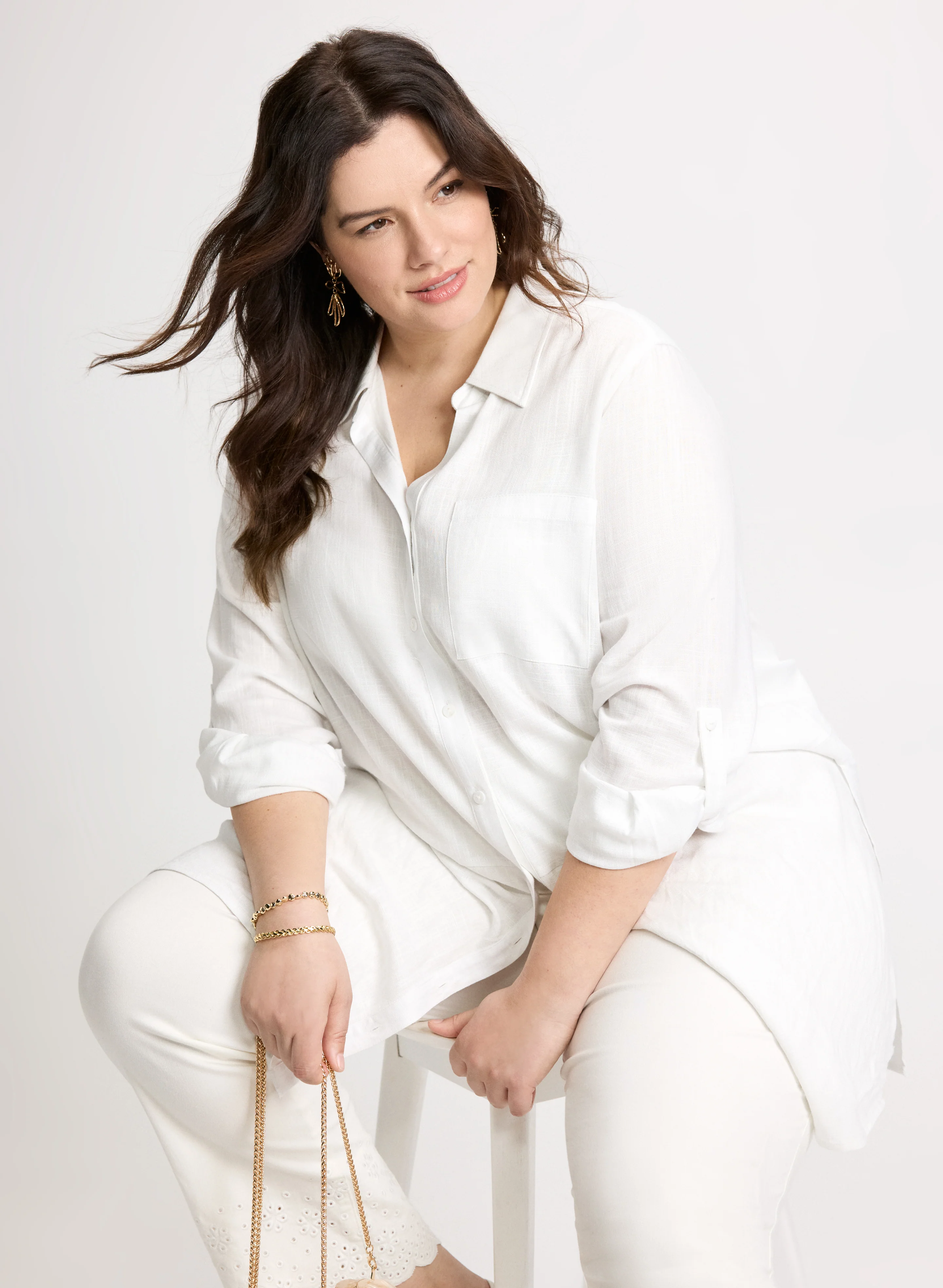 Linen Blend Button-Down Tunic - Image 8