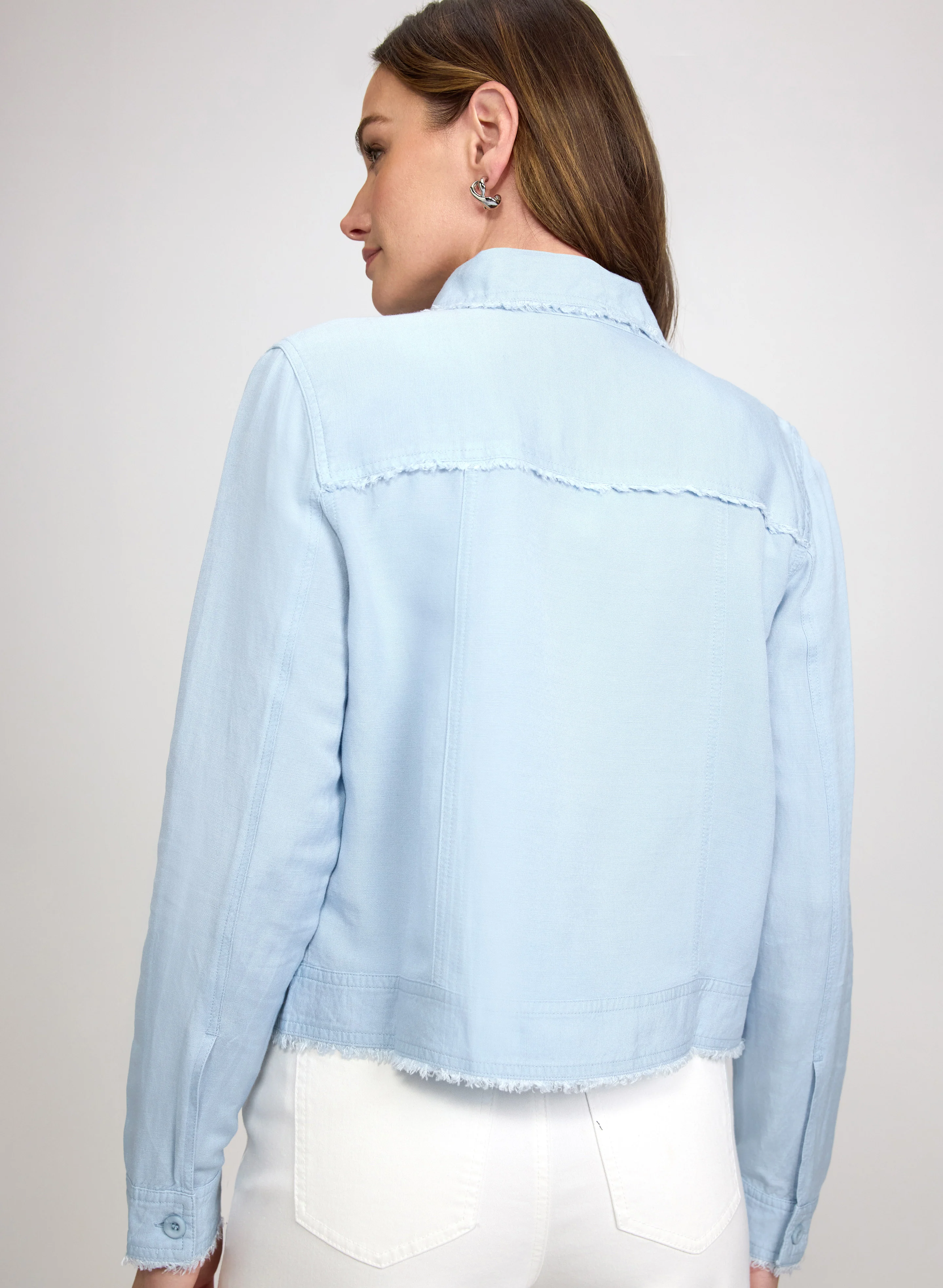 Frayed Linen-Blend Jacket - Image 4