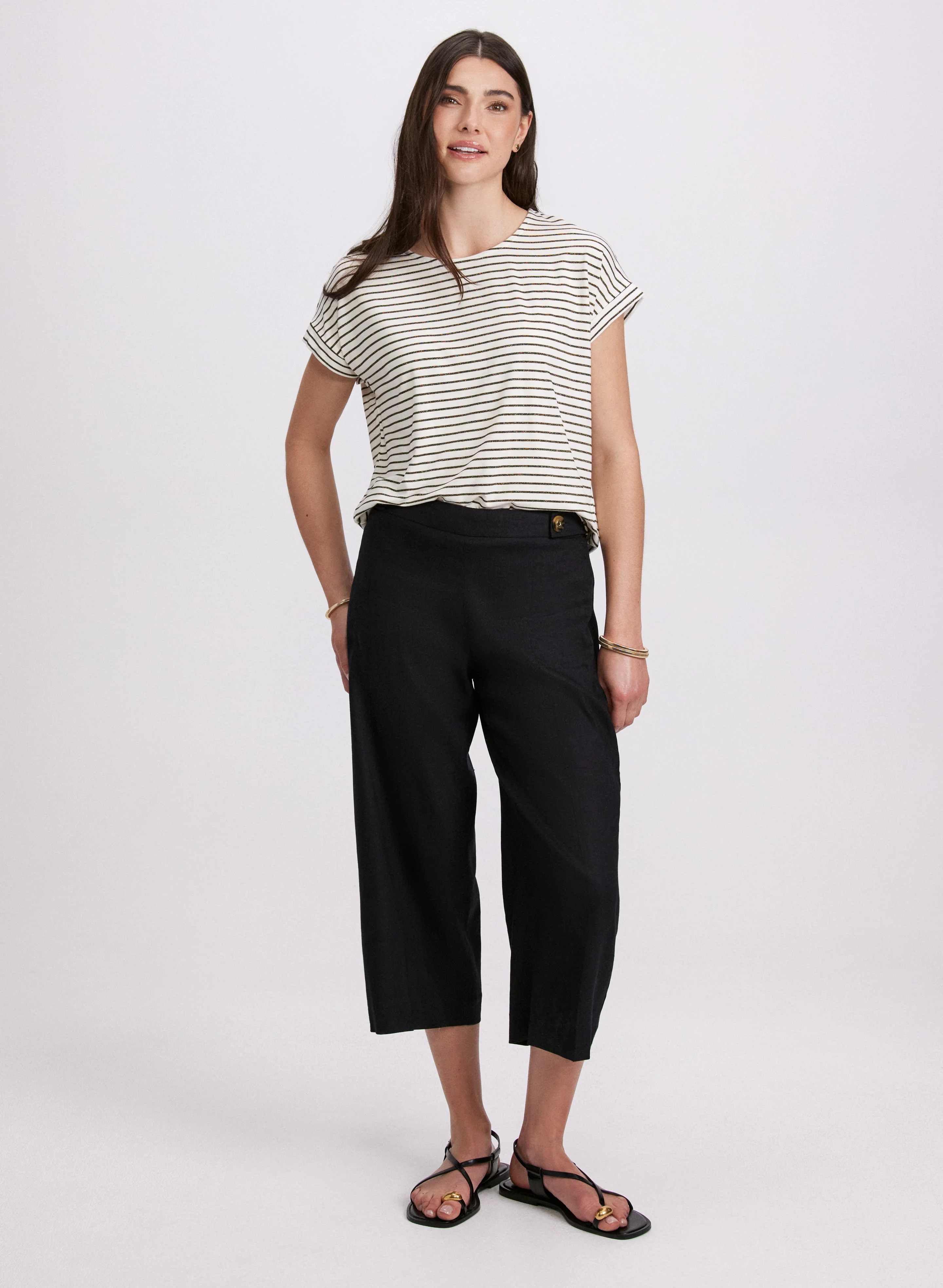Linen-Blend Wide-Leg Capris - Image 3
