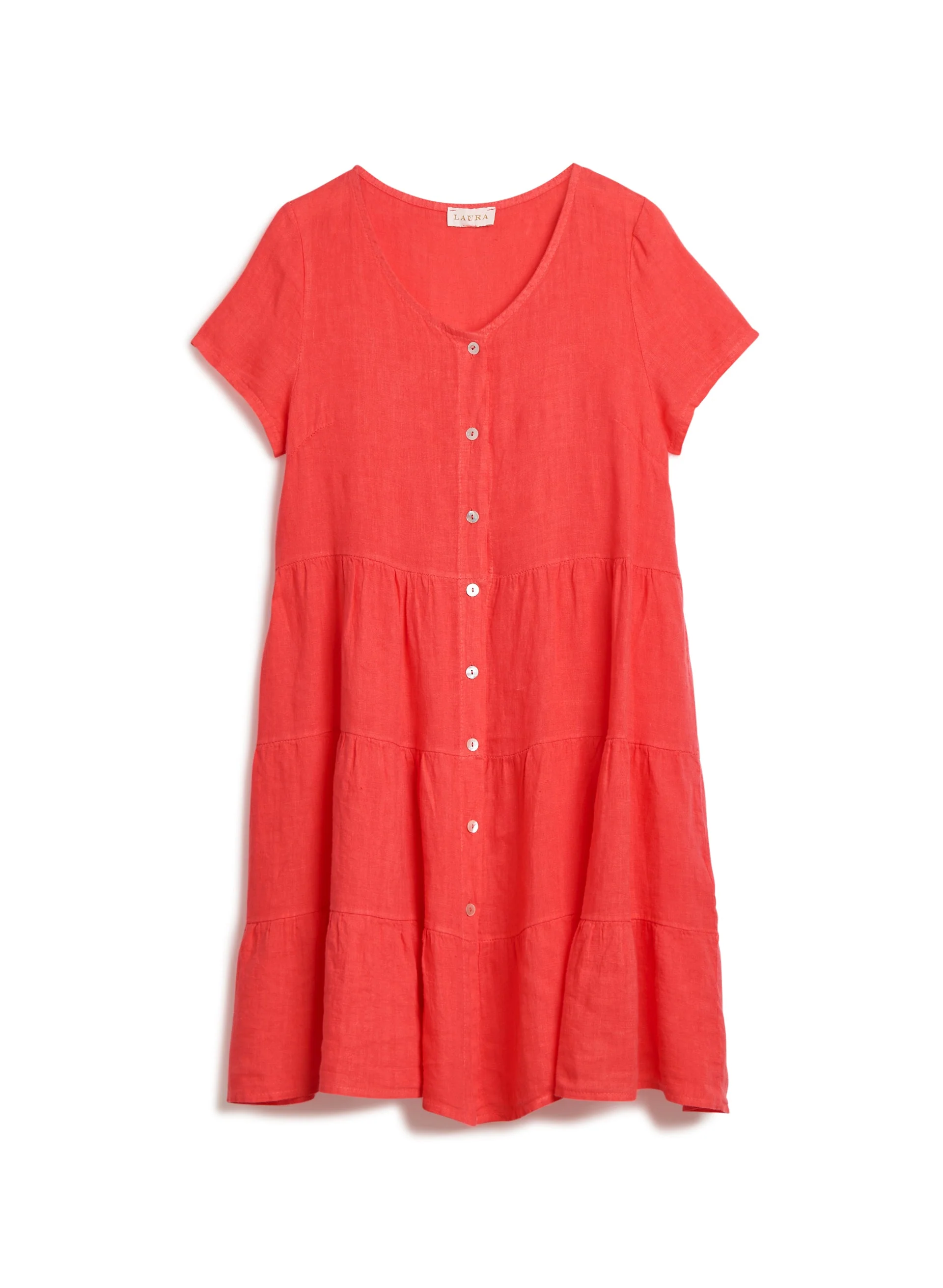 Linen Tiered Shirt Dress - Image 4