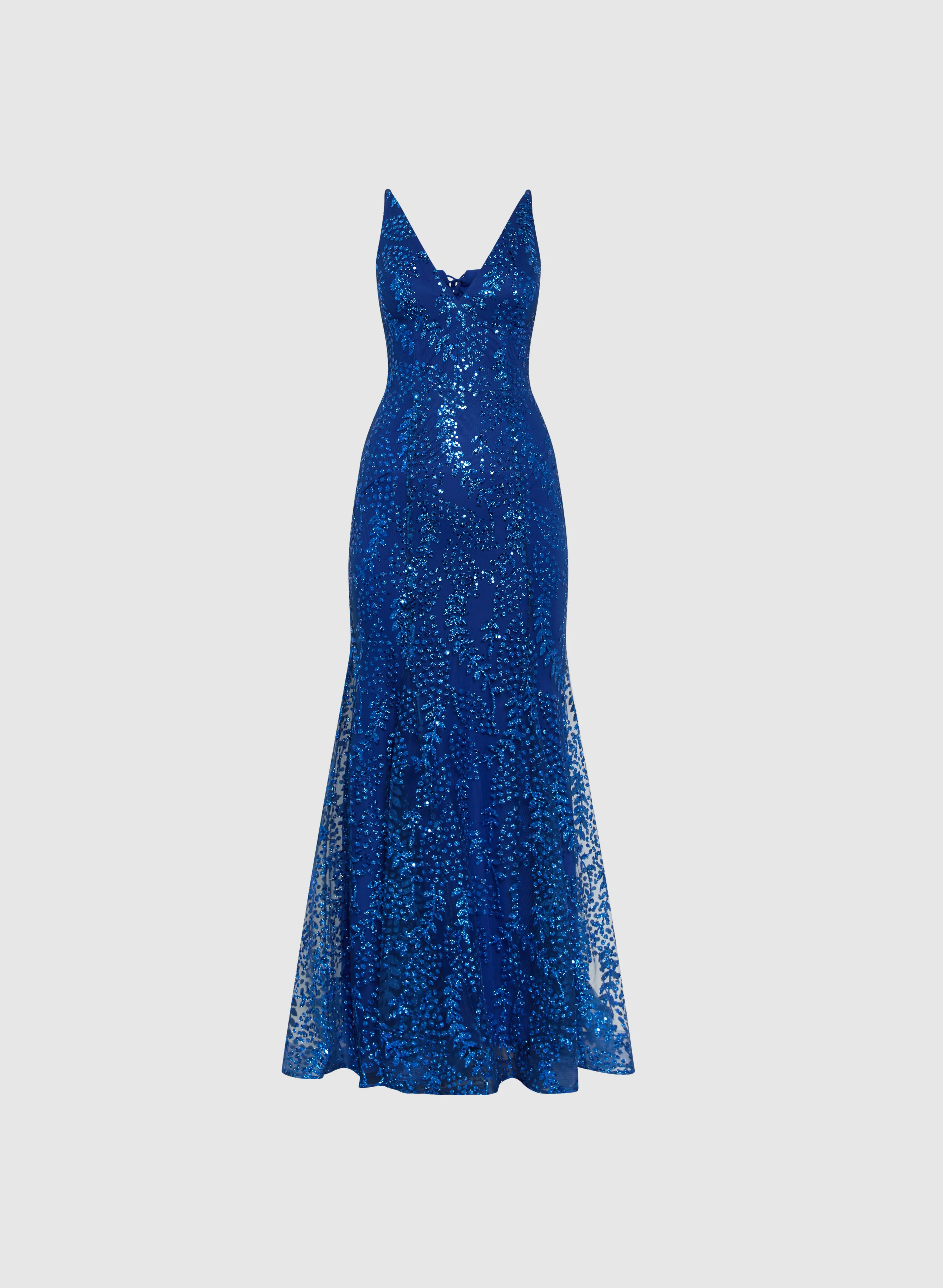 Glitter Mesh V-Neck Gown - Image 5