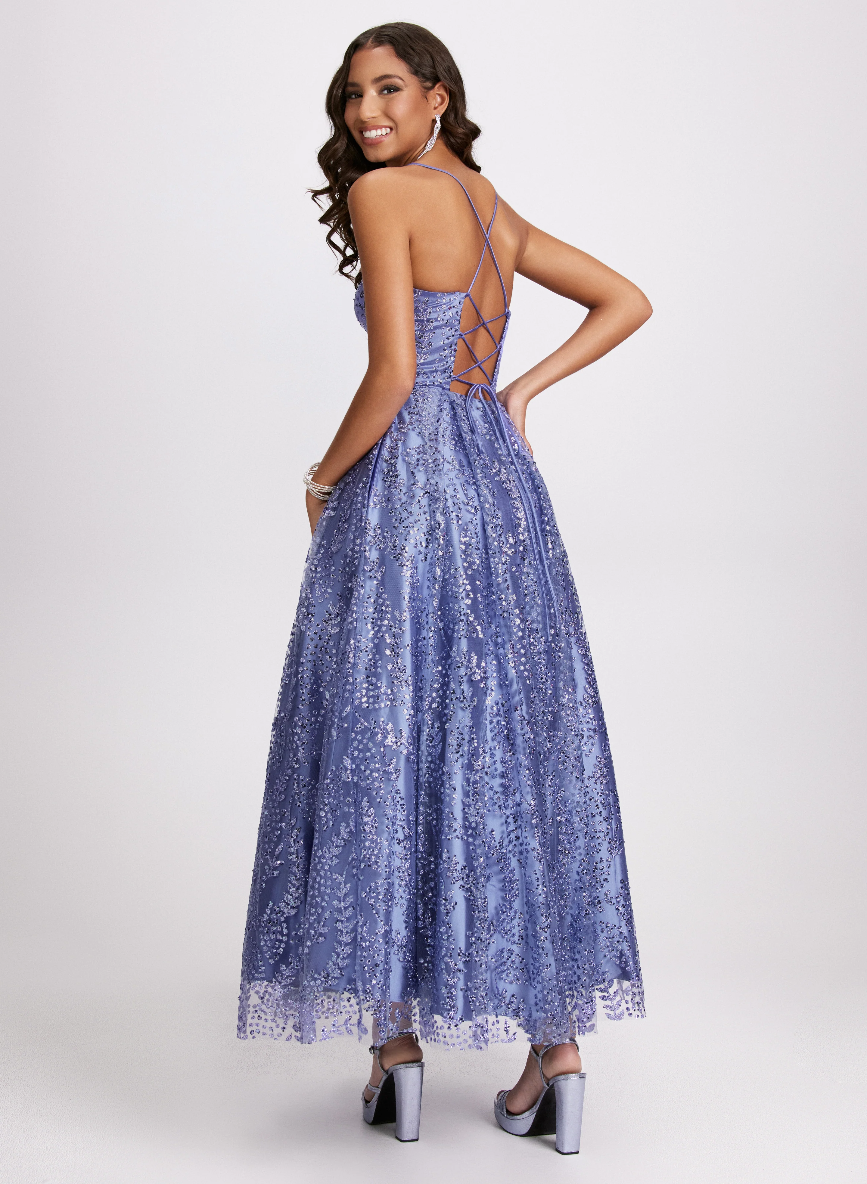 Corset-Style Sequin Detail Dress - Image 4