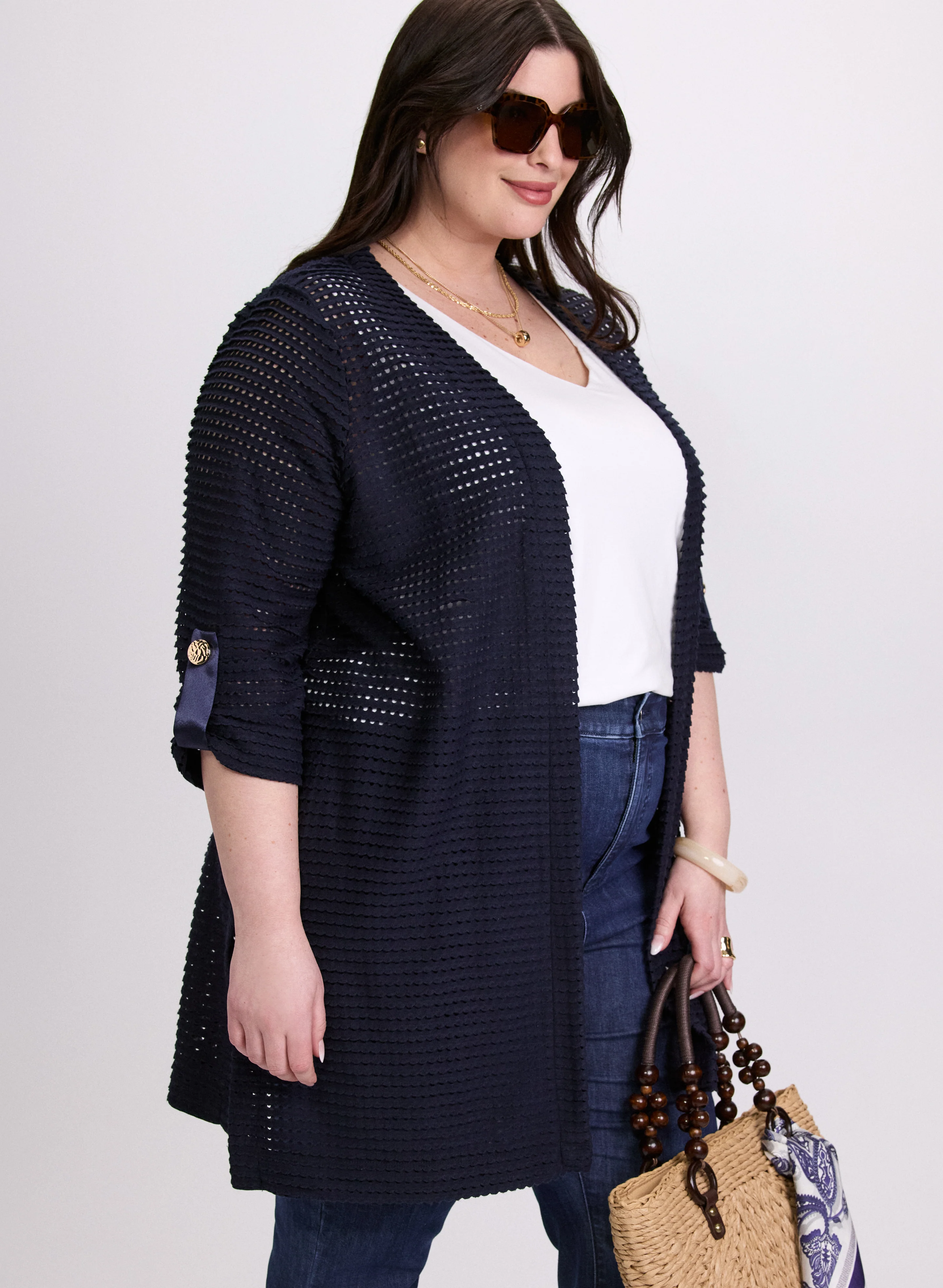 Long Open Knit Cardigan - Image 2