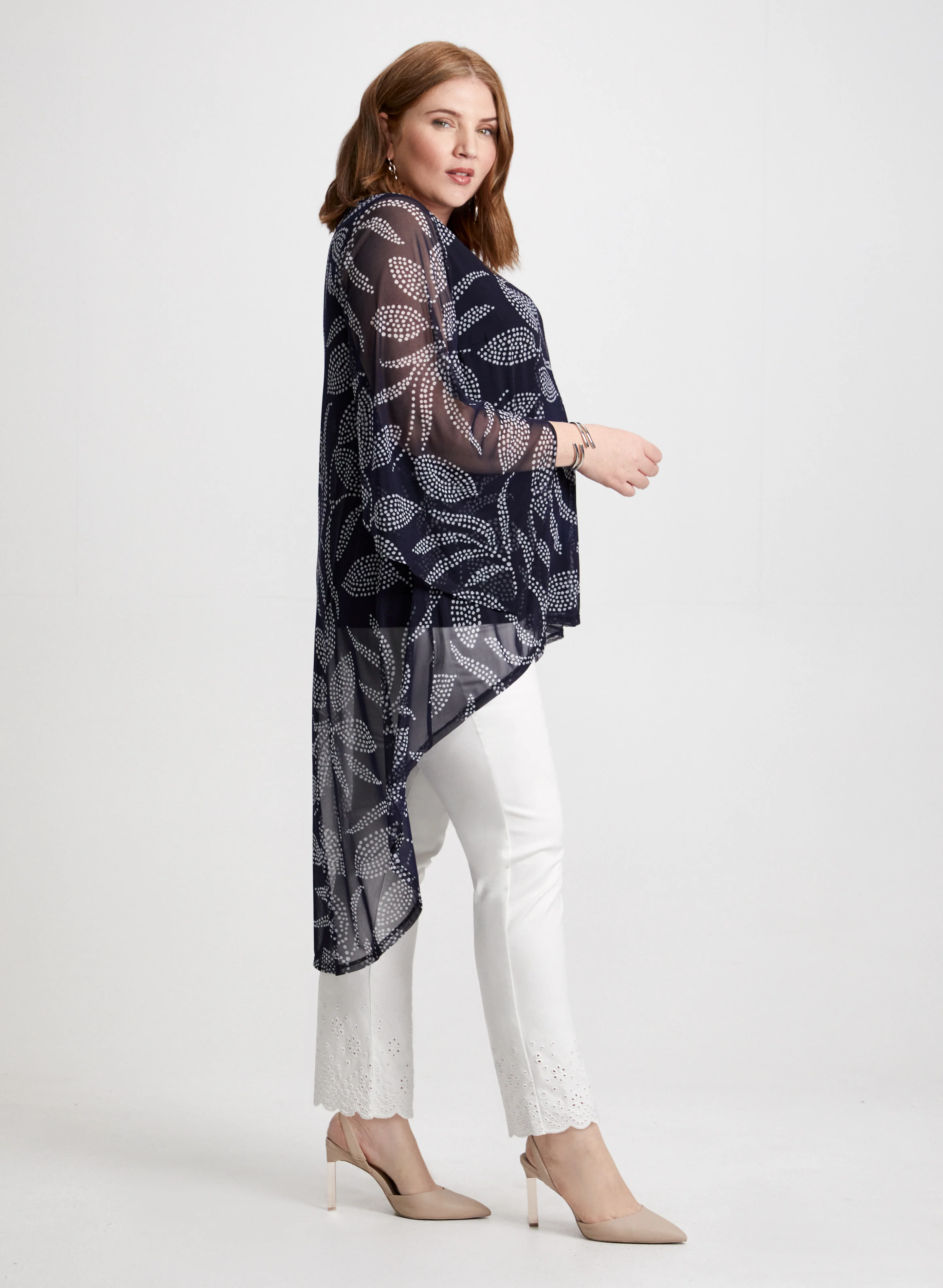 Leaf Print Asymmetric Tunic - Image 2