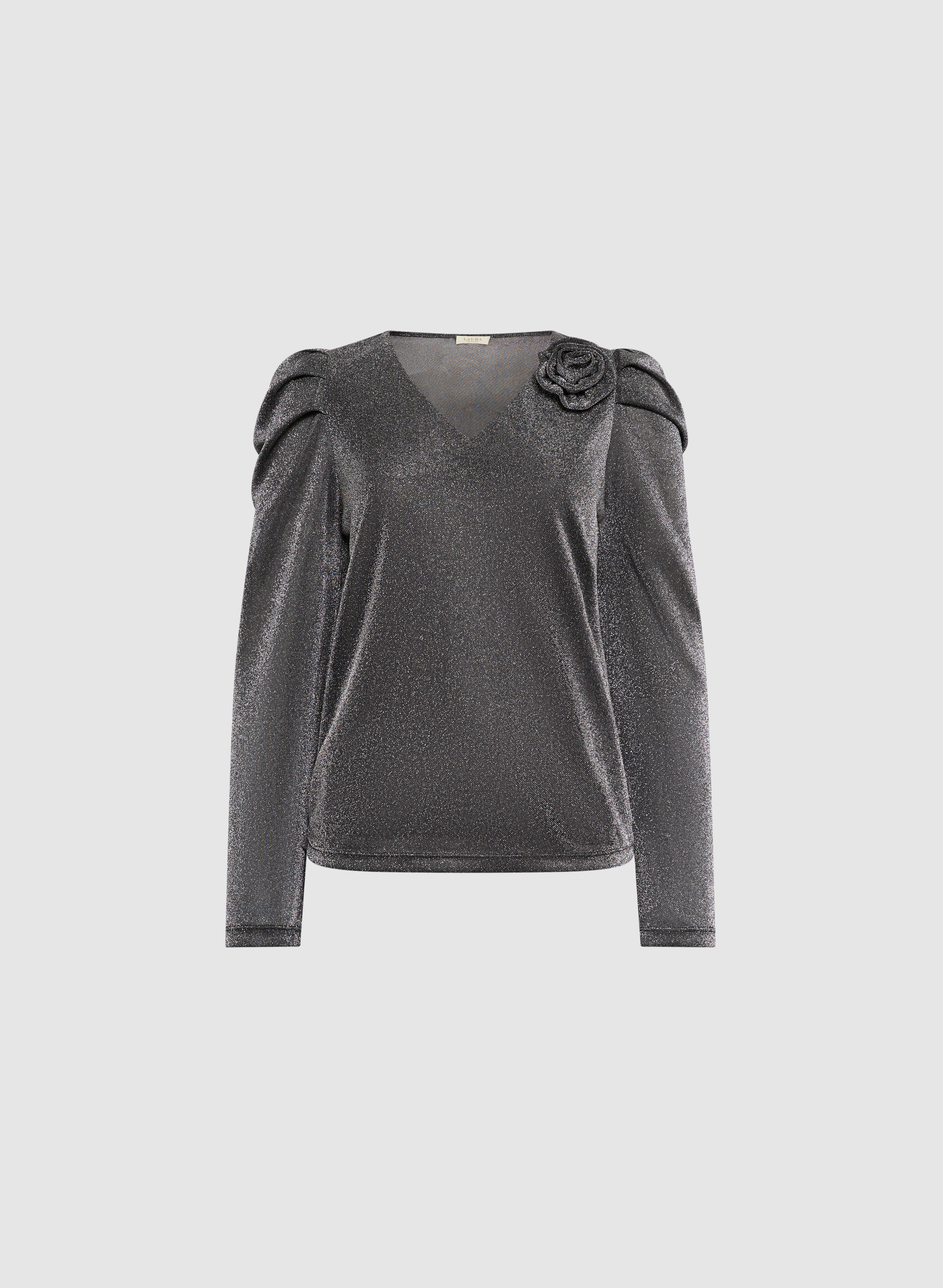 Metallic Flower Detail Top - Image 6