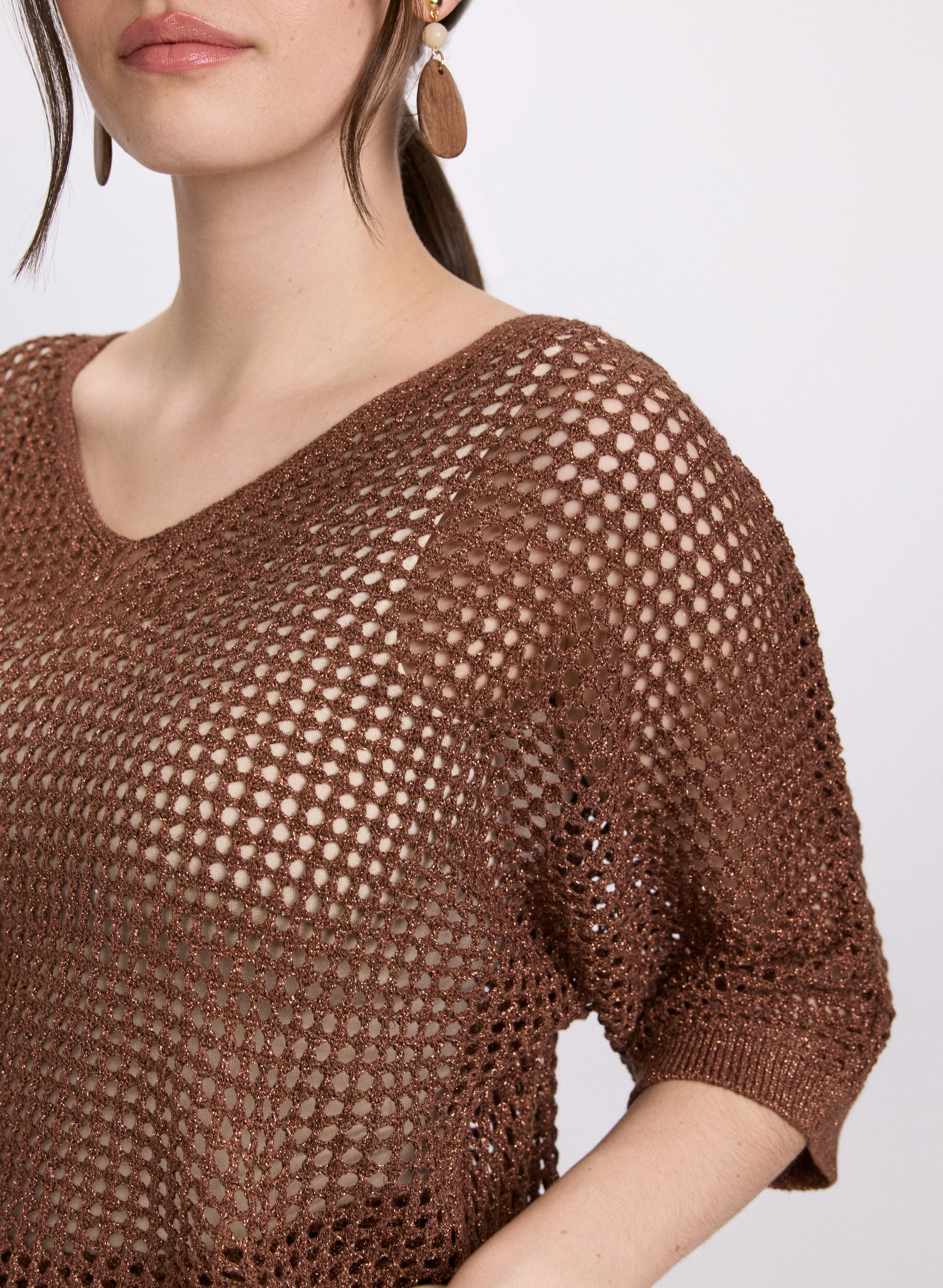 Lurex Open Knit Pullover - Image 3