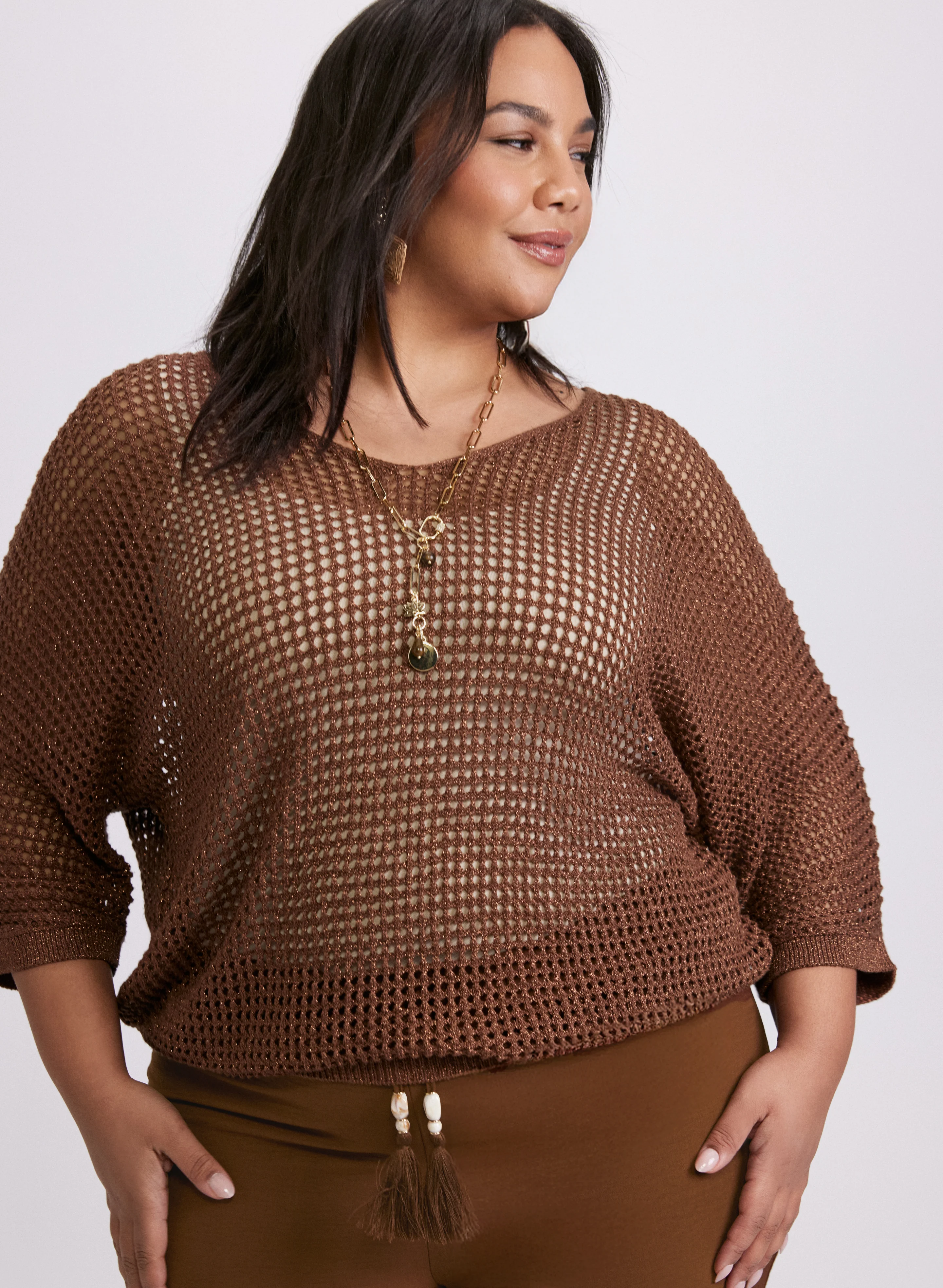 Lurex Open Knit Sweater - Image 7
