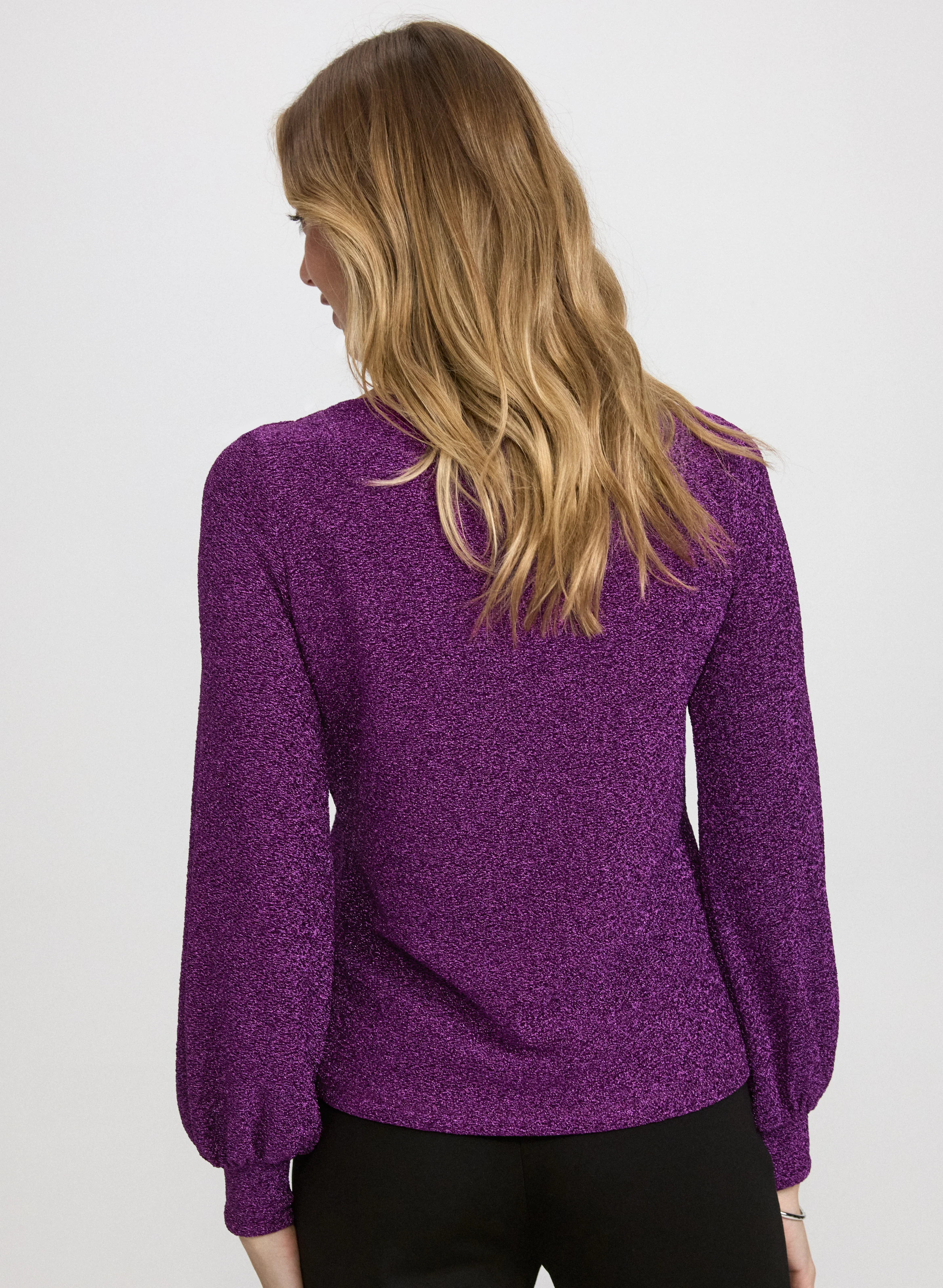 Marled Metallic Knit Top - Image 4