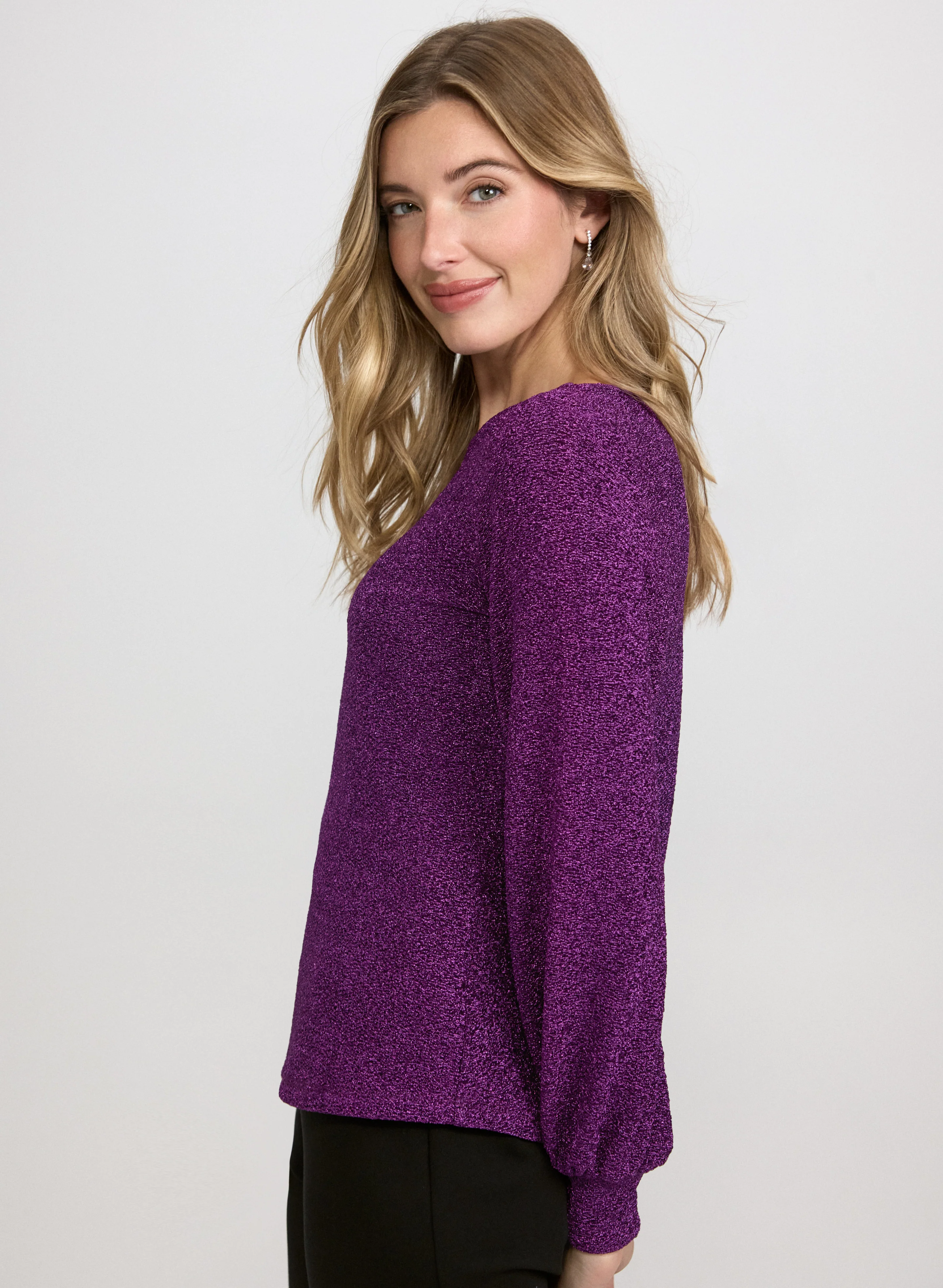 Marled Metallic Knit Top - Image 7