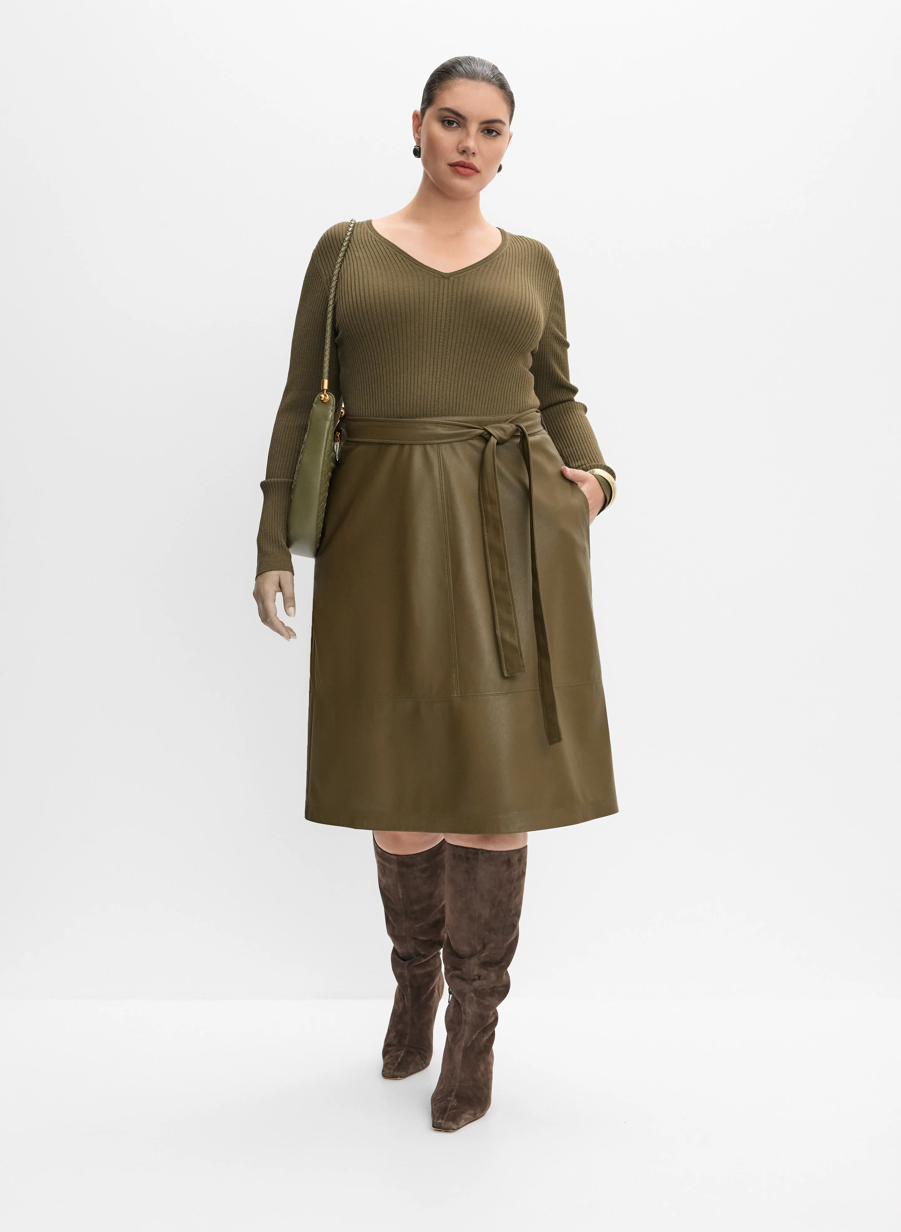 Melanie Lyne - Knit & Vegan Leather Dress