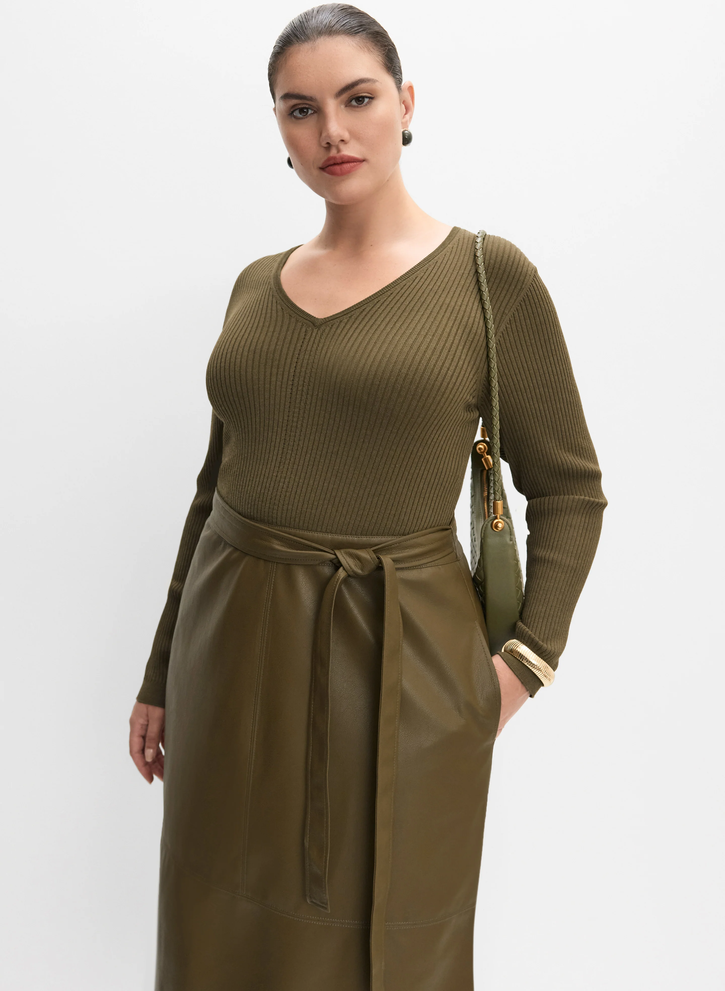 Melanie Lyne - Knit & Vegan Leather Dress - Image 4