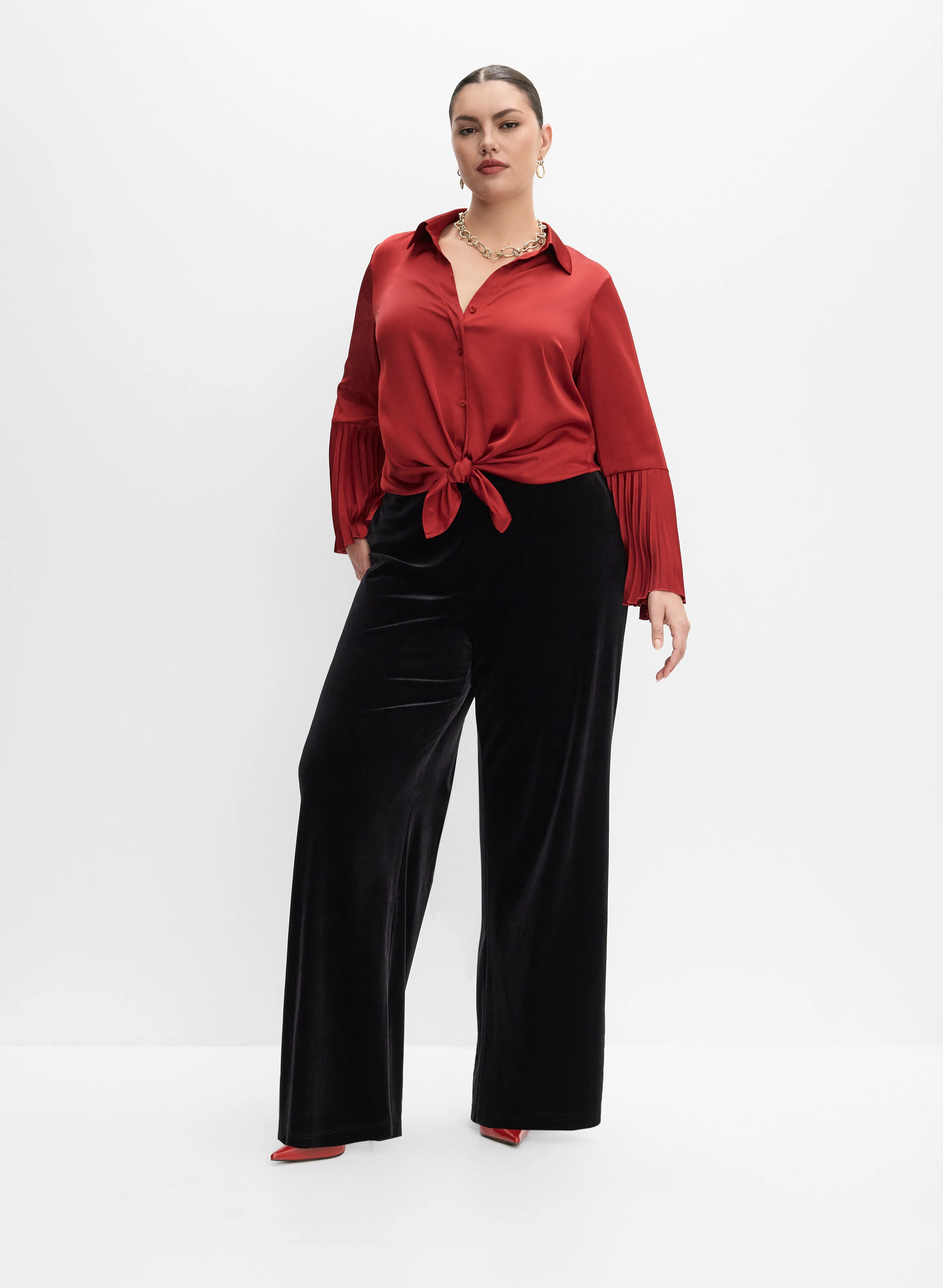 Melanie Lyne - Velvet Wide-Leg Pants - Image 4