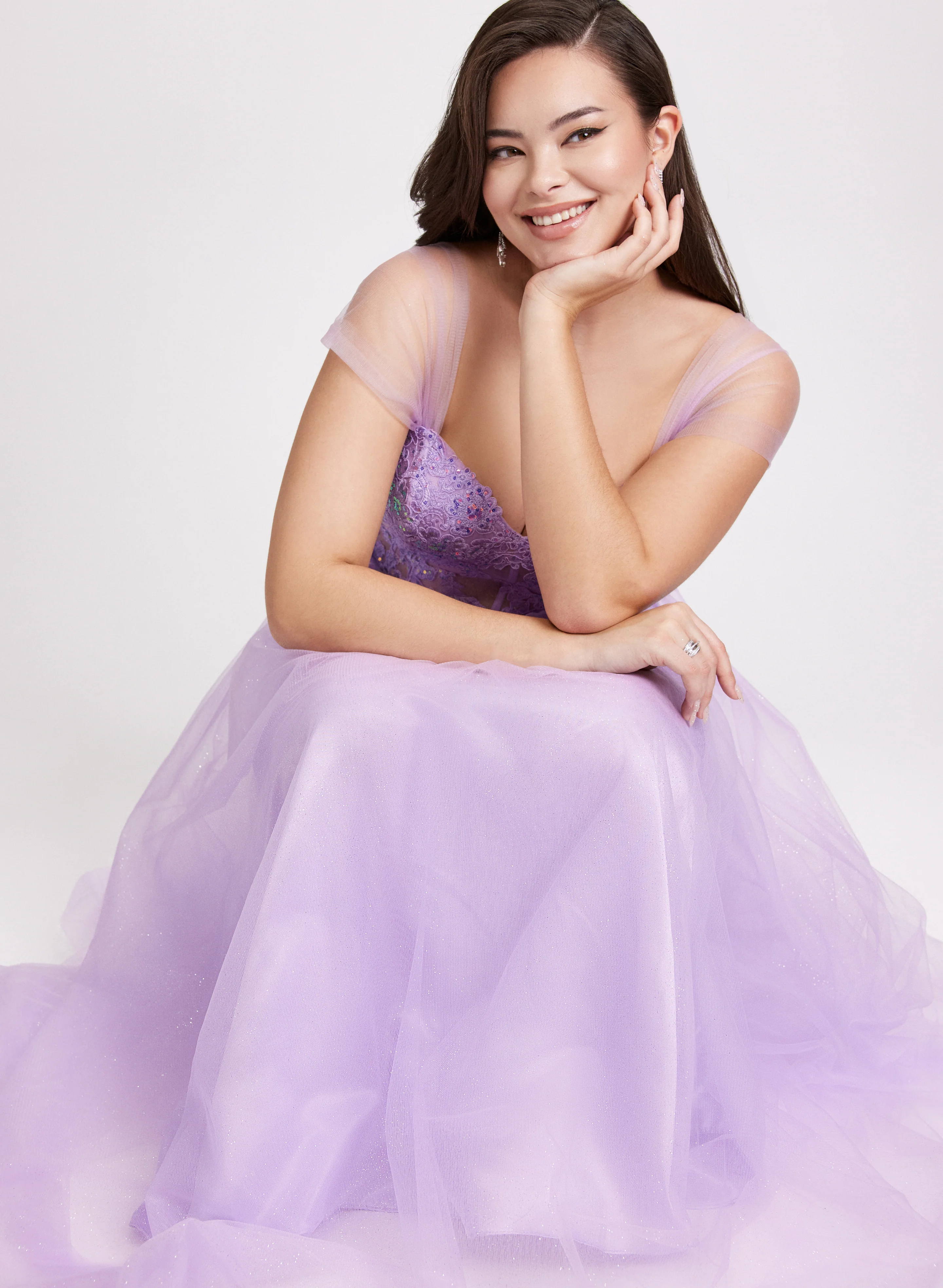 Mesh Floral Bodice Gown - Image 3