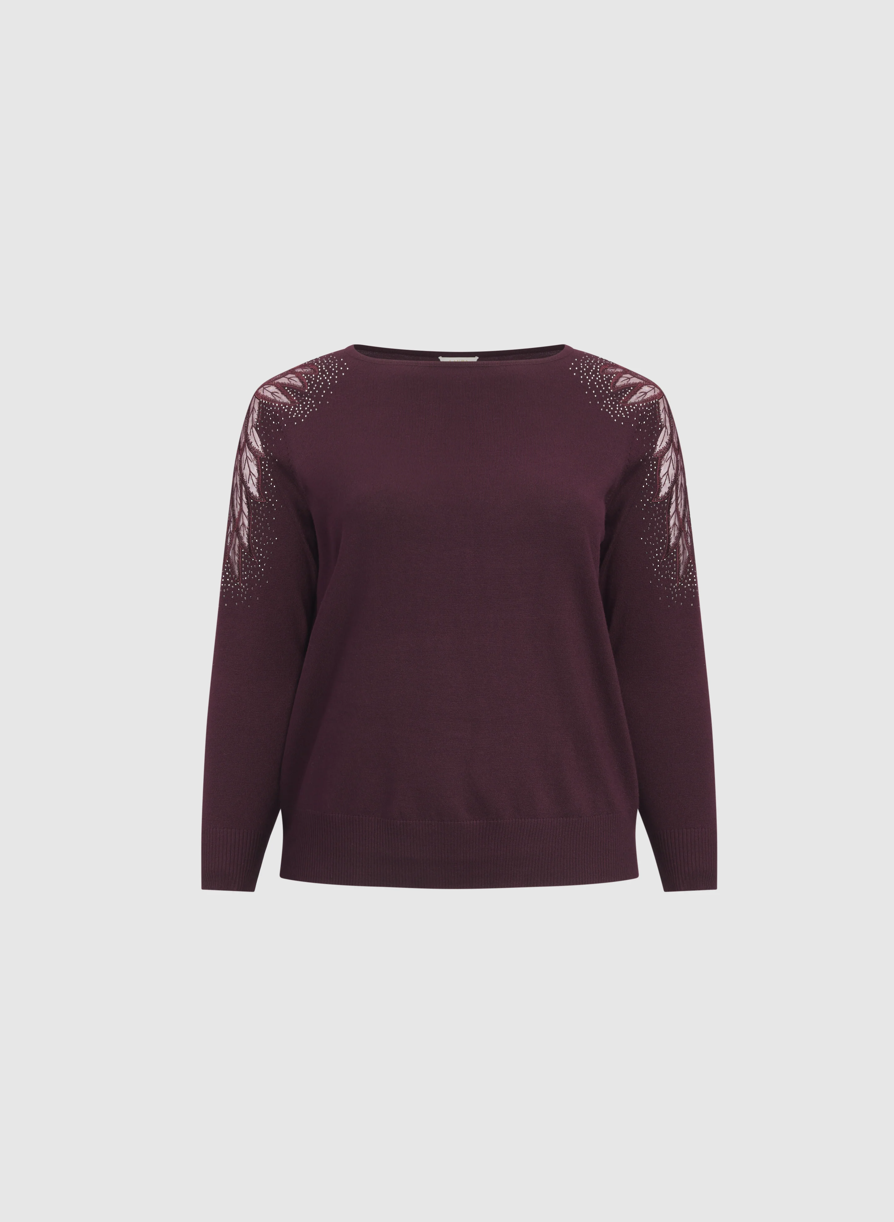 Mesh & Rhinestone Sleeve Sweater - Image 6