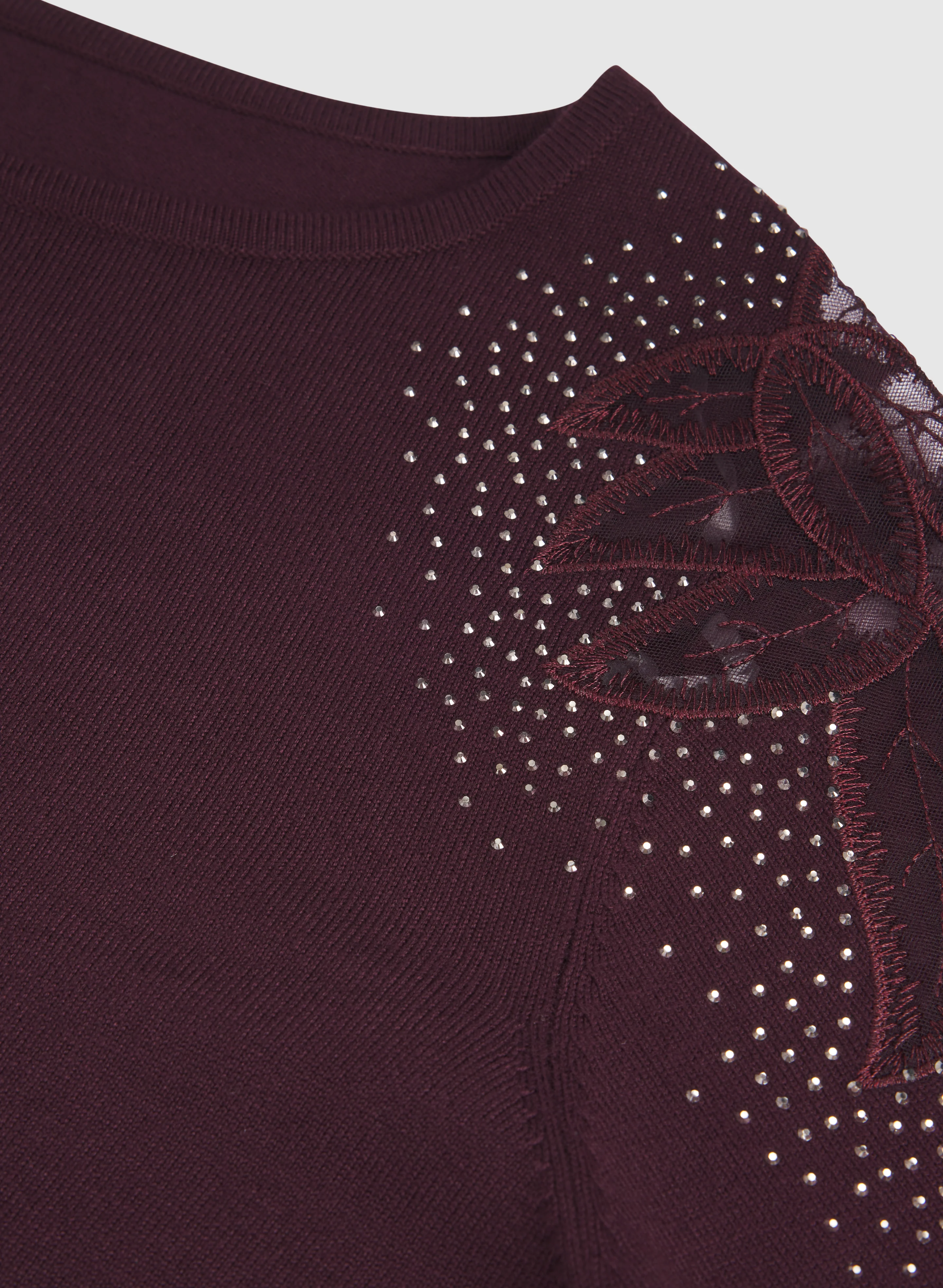 Mesh & Rhinestone Sleeve Sweater - Image 7
