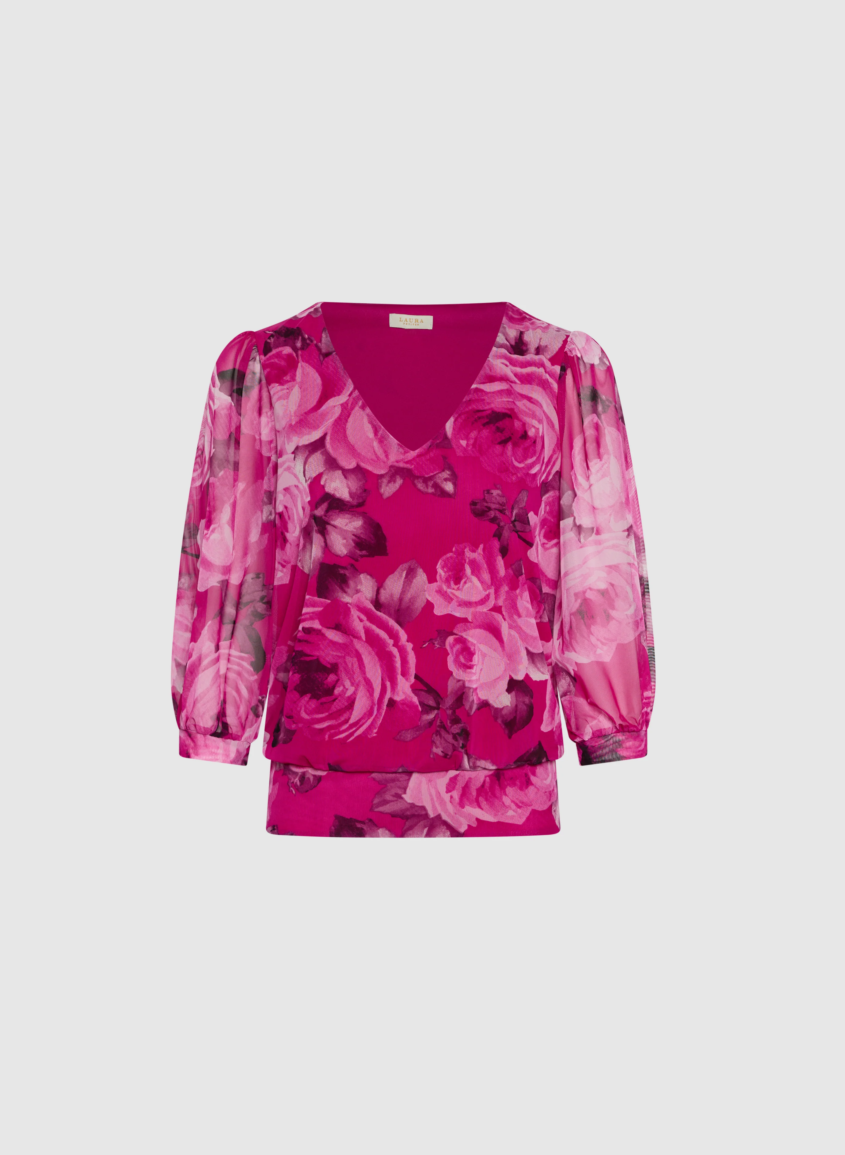 Mesh Rose Print Top - Image 6