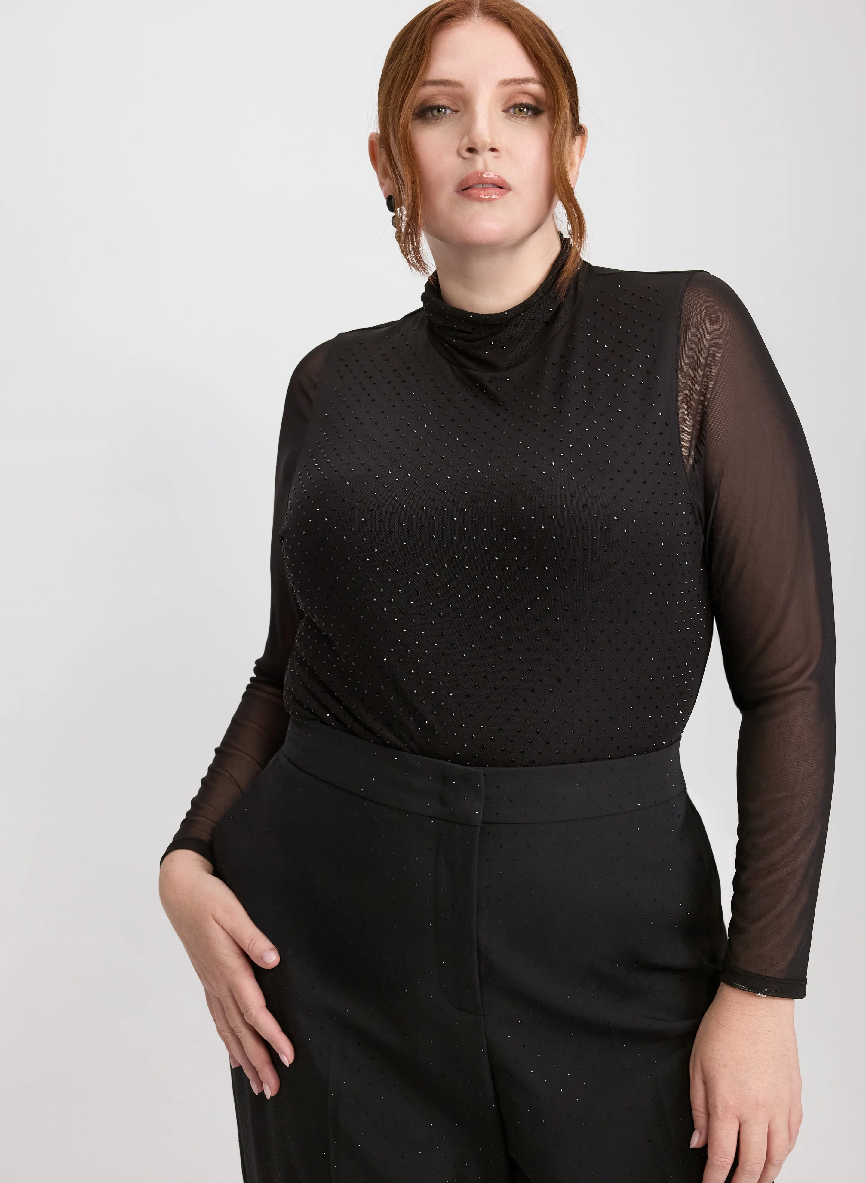 Mesh Tonal Embellished Top