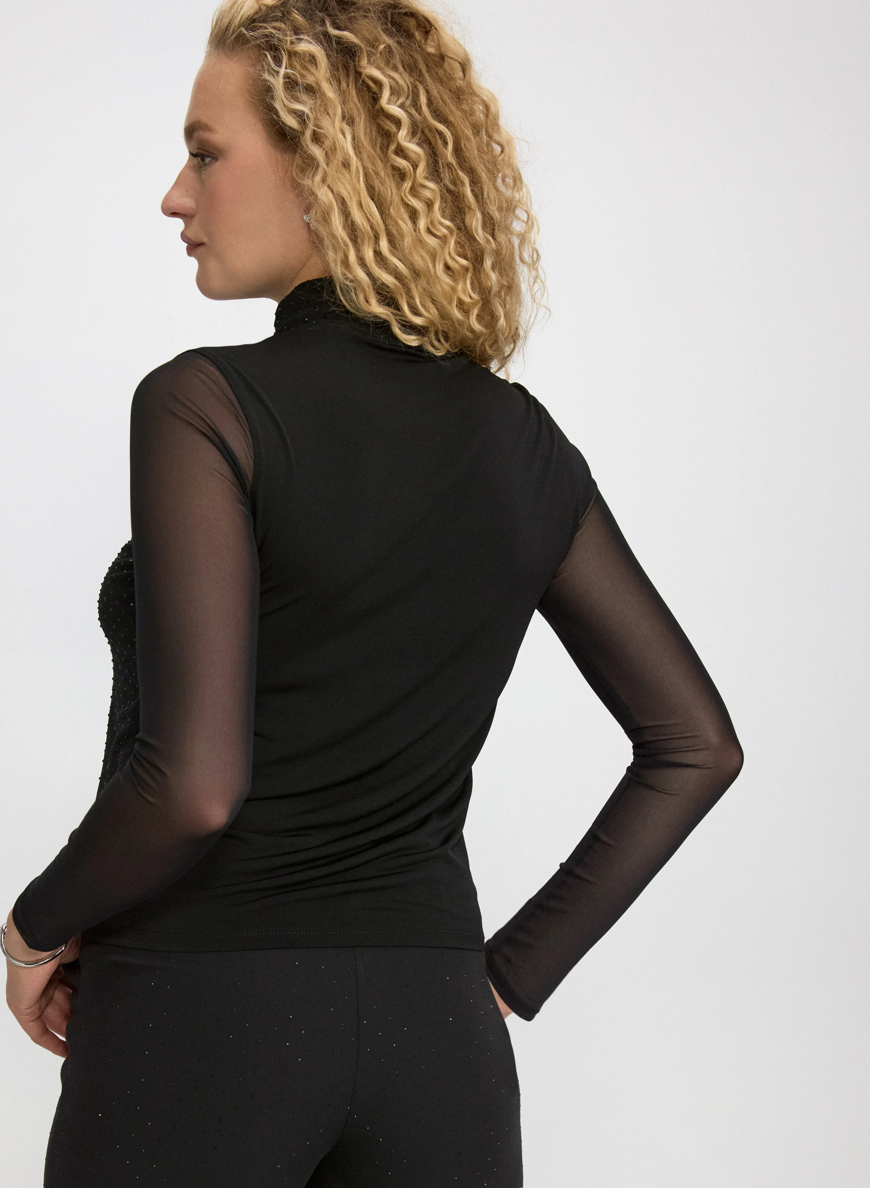 Mesh Tonal Embellished Top - Image 5