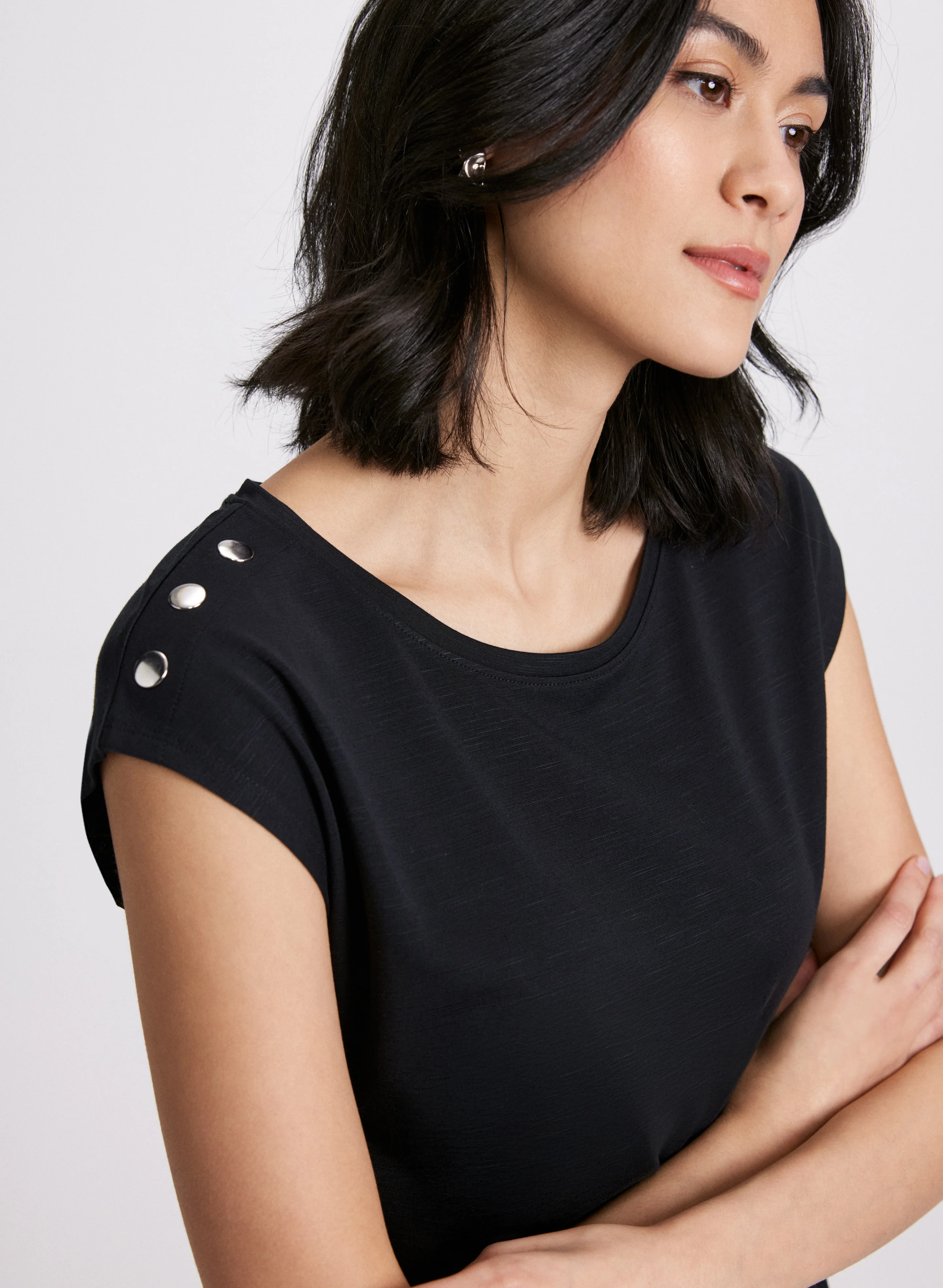 Metallic Button T-Shirt - Image 2