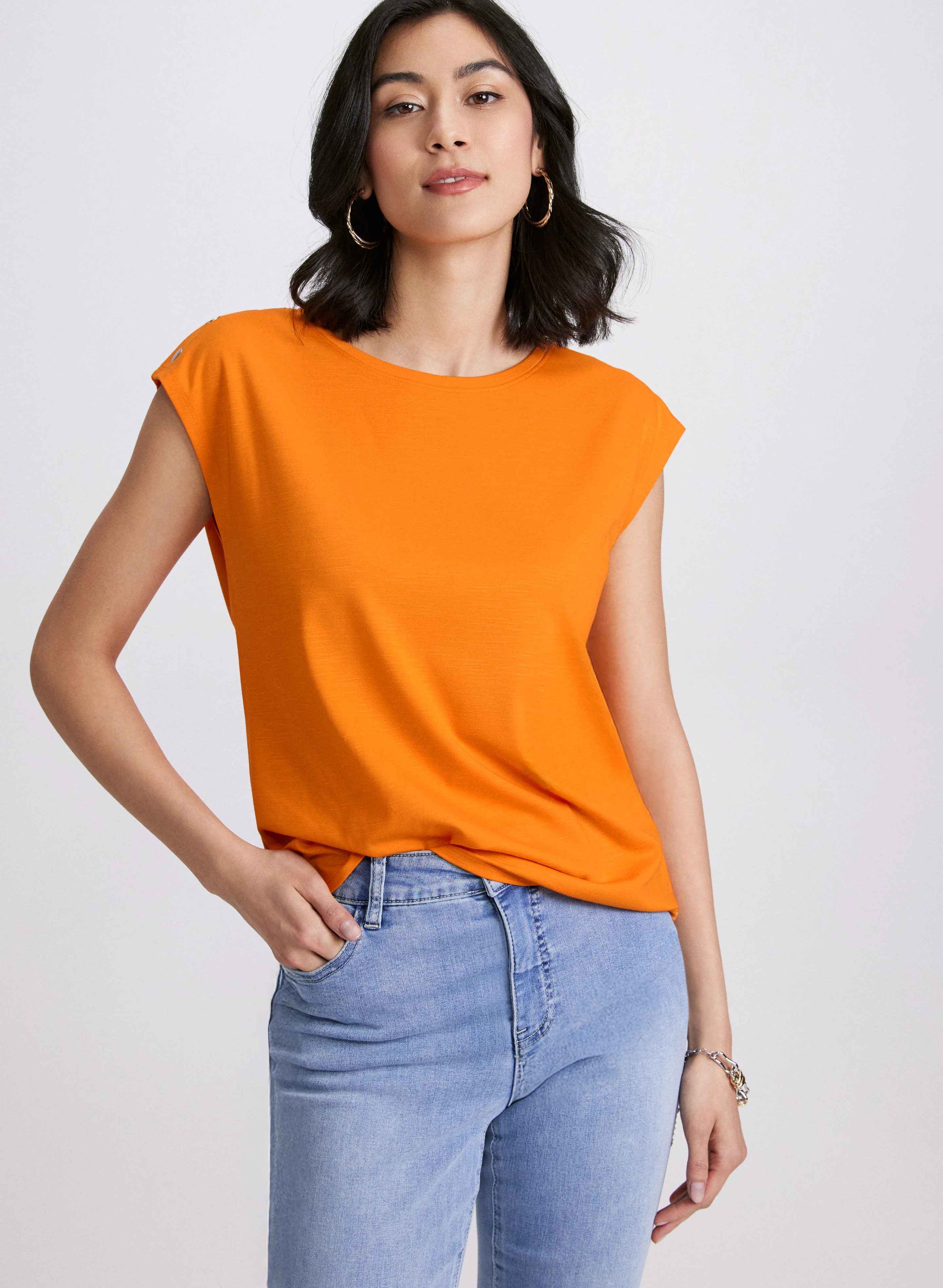 Metallic Button T-Shirt
