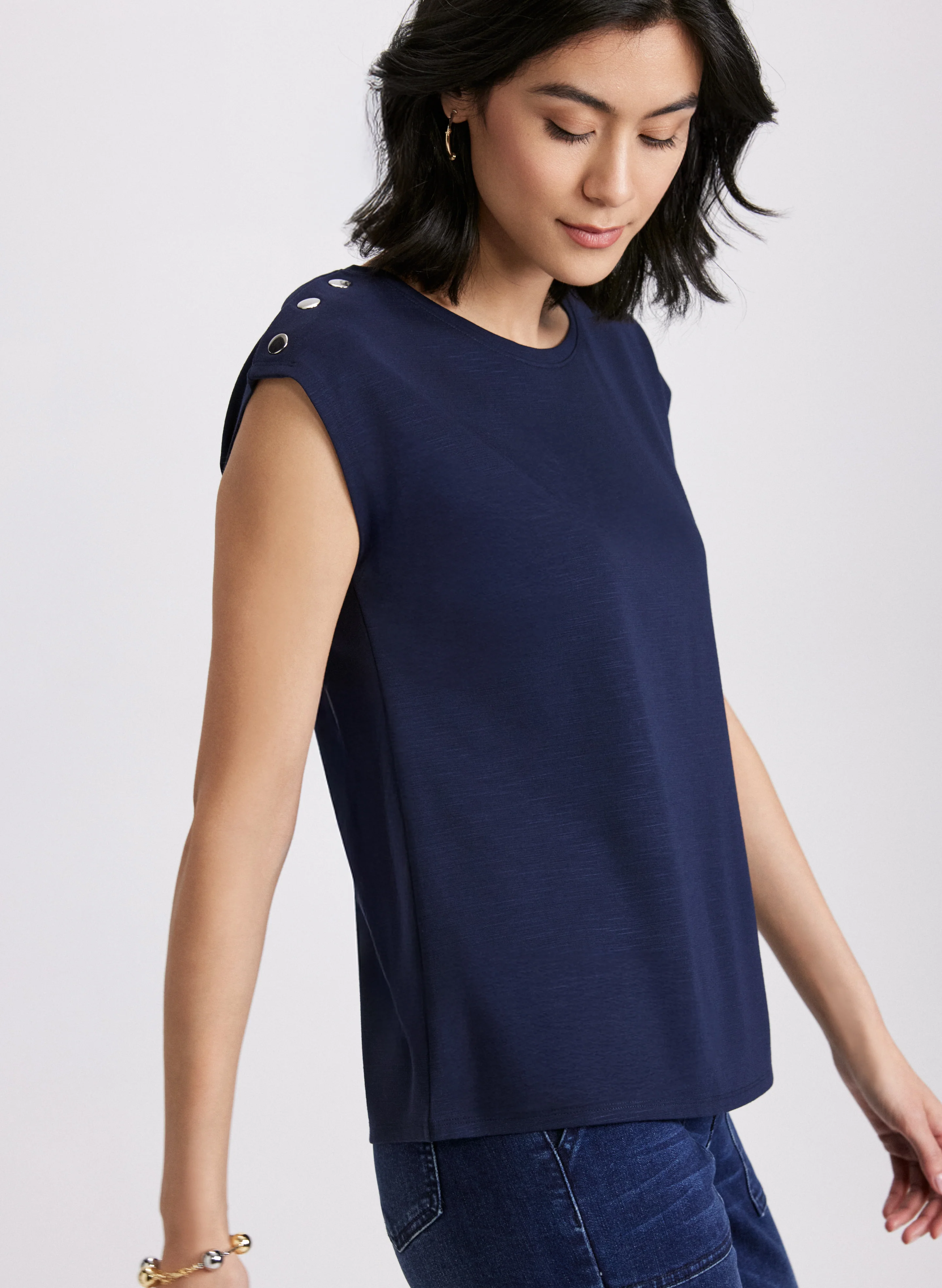 Metallic Button T-Shirt - Image 2